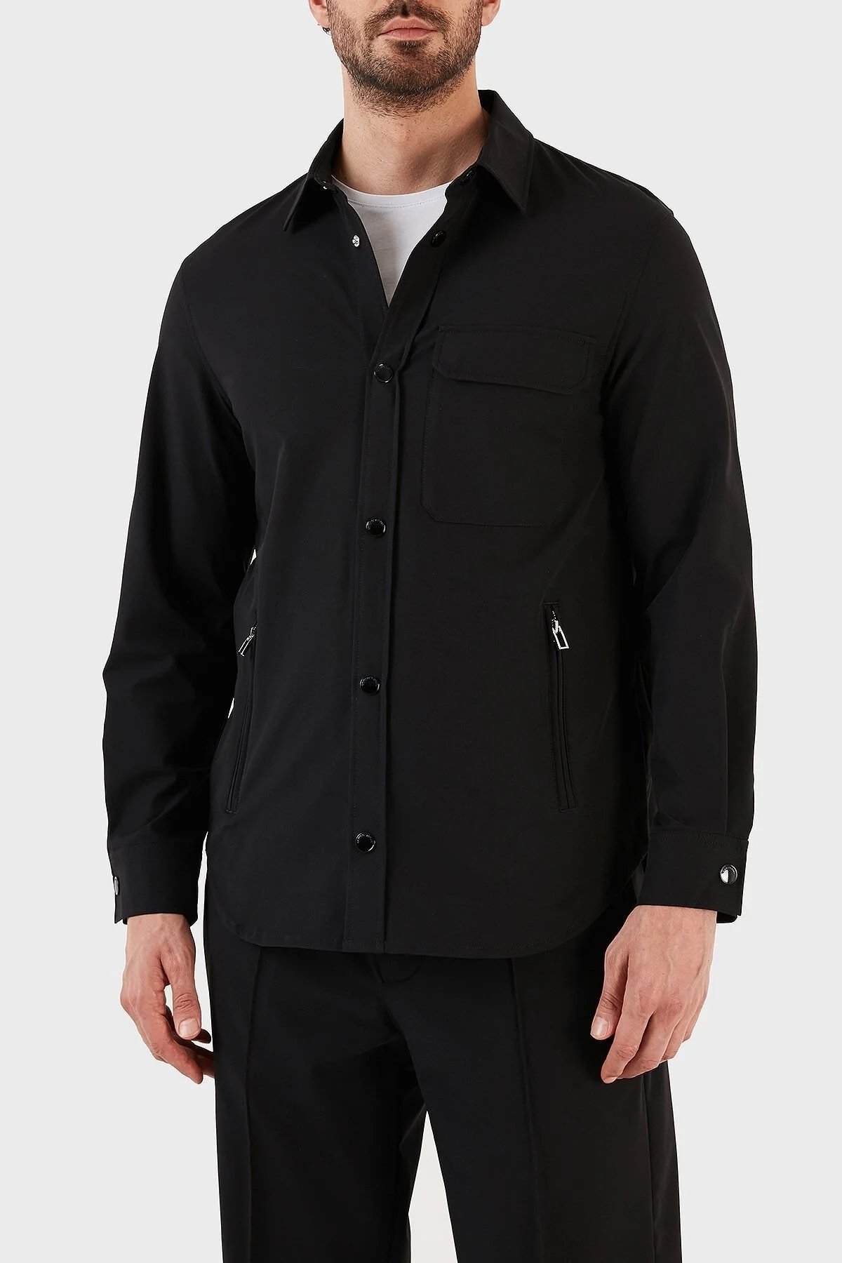 Emporio Armani Su Geçirmez Streç Konforlu Regular Fit Cepli Erkek Gömlek 3R1CB8 1NNIZ 0999 SİYAH - 3