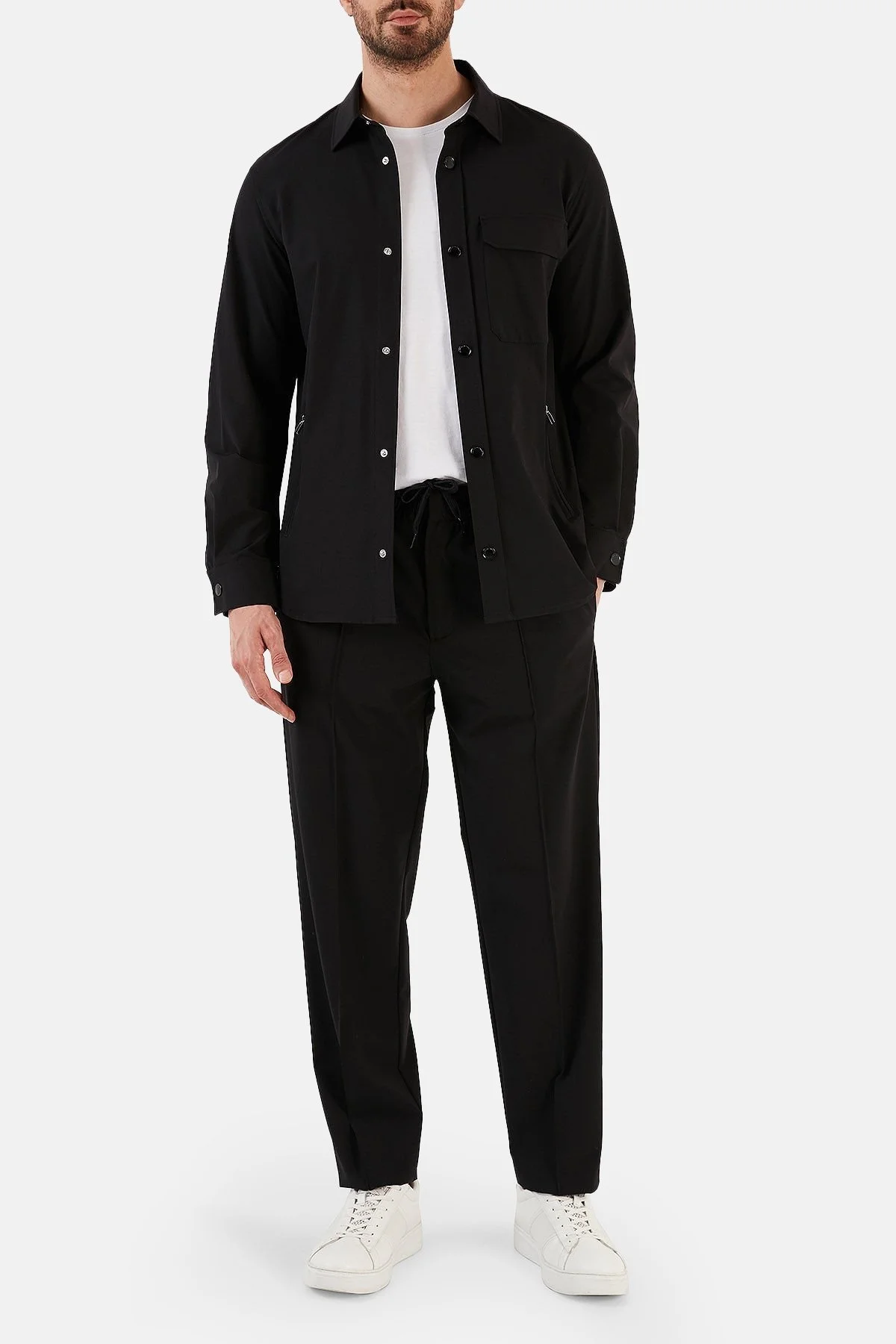 Emporio Armani Su Geçirmez Streç Konforlu Regular Fit Cepli Erkek Gömlek 3R1CB8 1NNIZ 0999 SİYAH - 4