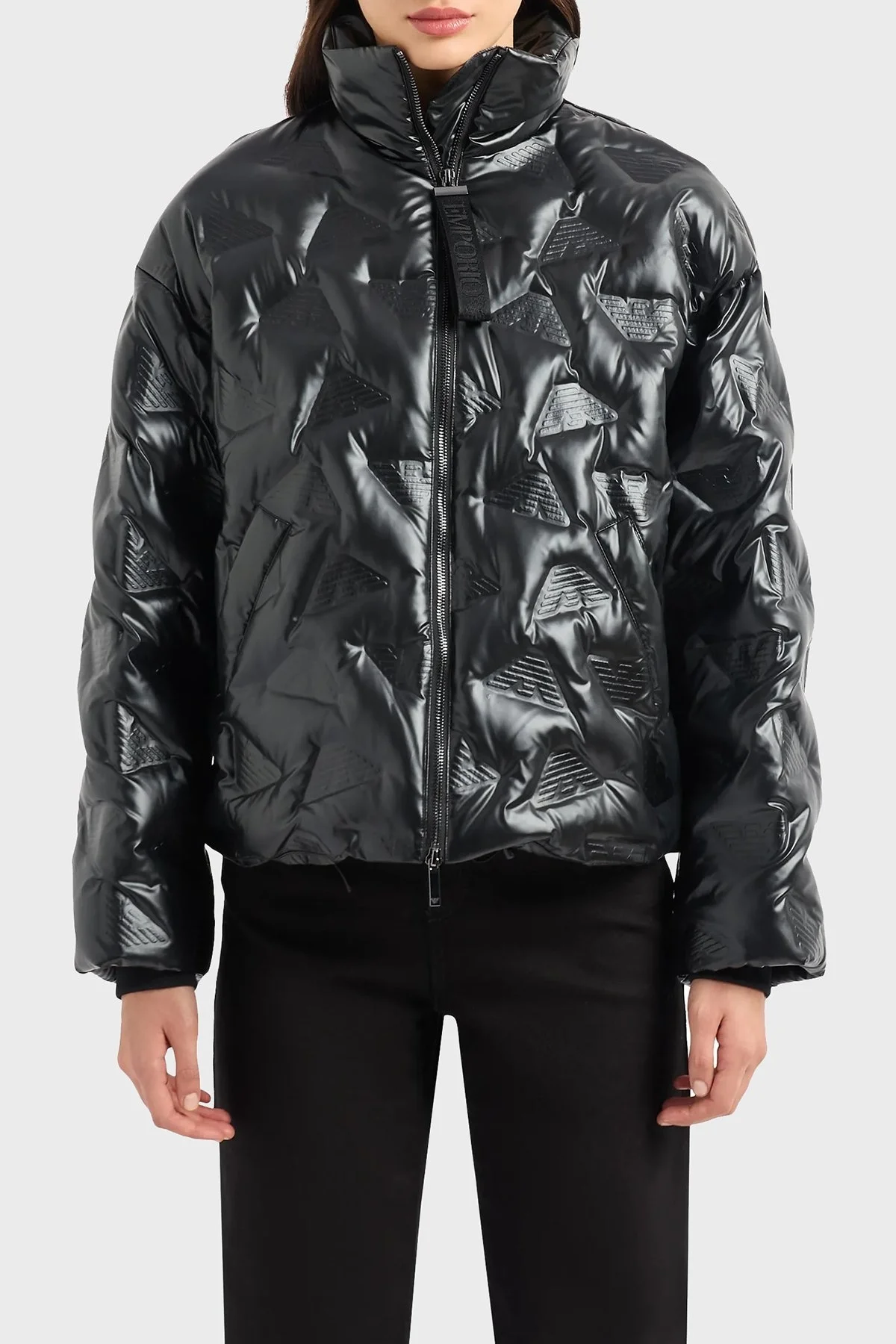 Emporio Armani Su Geçirmez Dik Yaka Kapitone Şişme Bayan Mont 6R2B86 2NFJZ 0999 SİYAH - 1