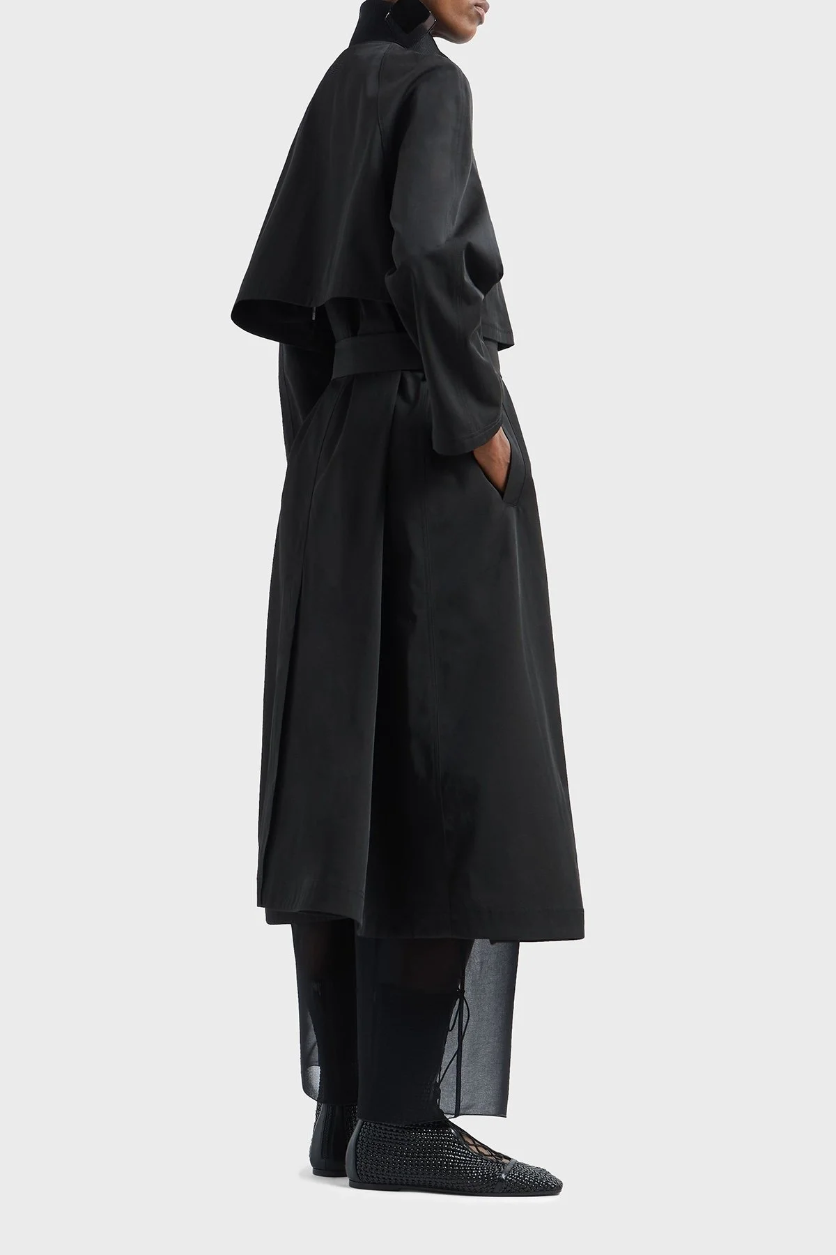 Emporio Armani Su İtici Regular Fit Çift Kullanımlı Uzun Bayan Trençkot EW000638 AF12646 UC001 SİYAH - 9