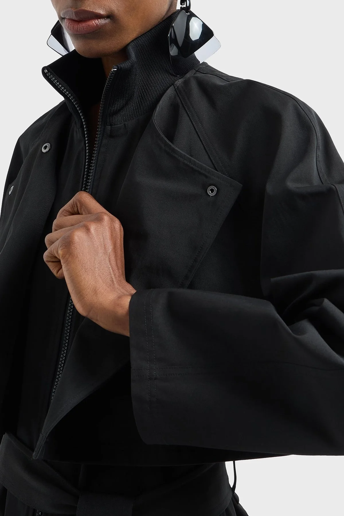 Emporio Armani Su İtici Regular Fit Çift Kullanımlı Uzun Bayan Trençkot EW000638 AF12646 UC001 SİYAH - 10