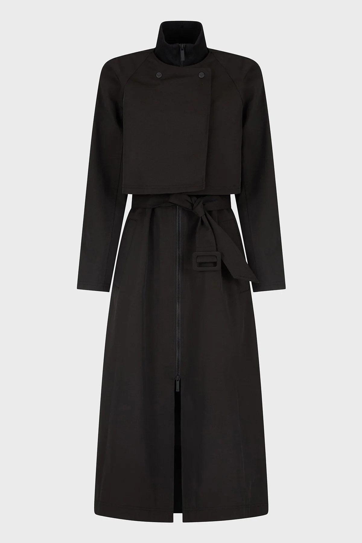 Emporio Armani Su İtici Regular Fit Çift Kullanımlı Uzun Bayan Trençkot EW000638 AF12646 UC001 SİYAH - 12