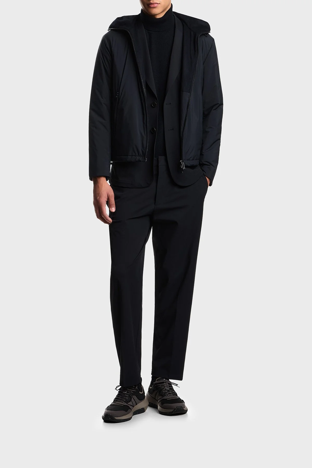 Emporio Armani Su İtici Regular Fit Kapüşonlu Erkek Mont EM003042 AF18503 UB118 LACİVERT - 9