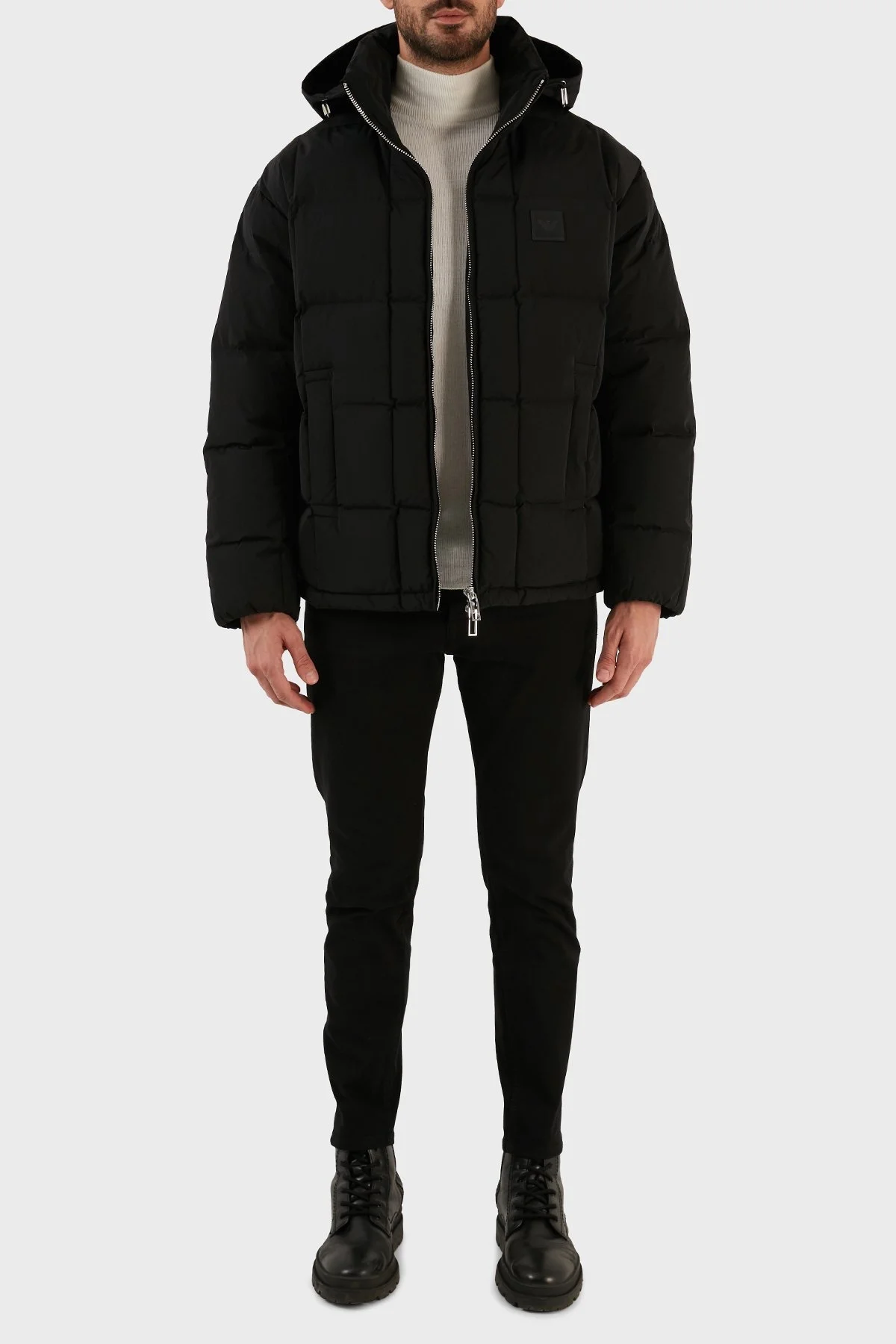 Emporio Armani Su ve Rüzgar Geçirmez Regular Fit Gizli Kapüşonlu Erkek Mont 6L1BS4 1NNLZ 0999 SİYAH - 4