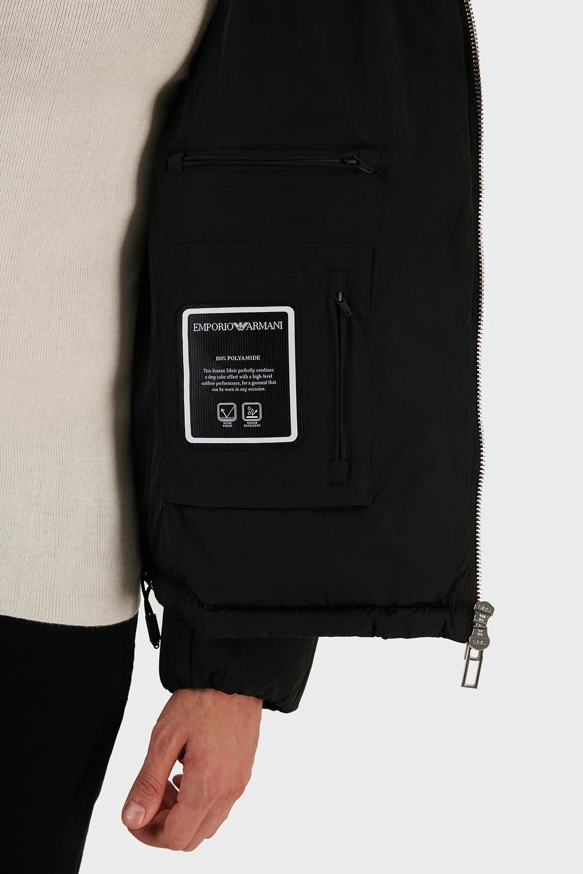 Emporio Armani Su ve Rüzgar Geçirmez Regular Fit Gizli Kapüşonlu Erkek Mont 6L1BS4 1NNLZ 0999 SİYAH - 5