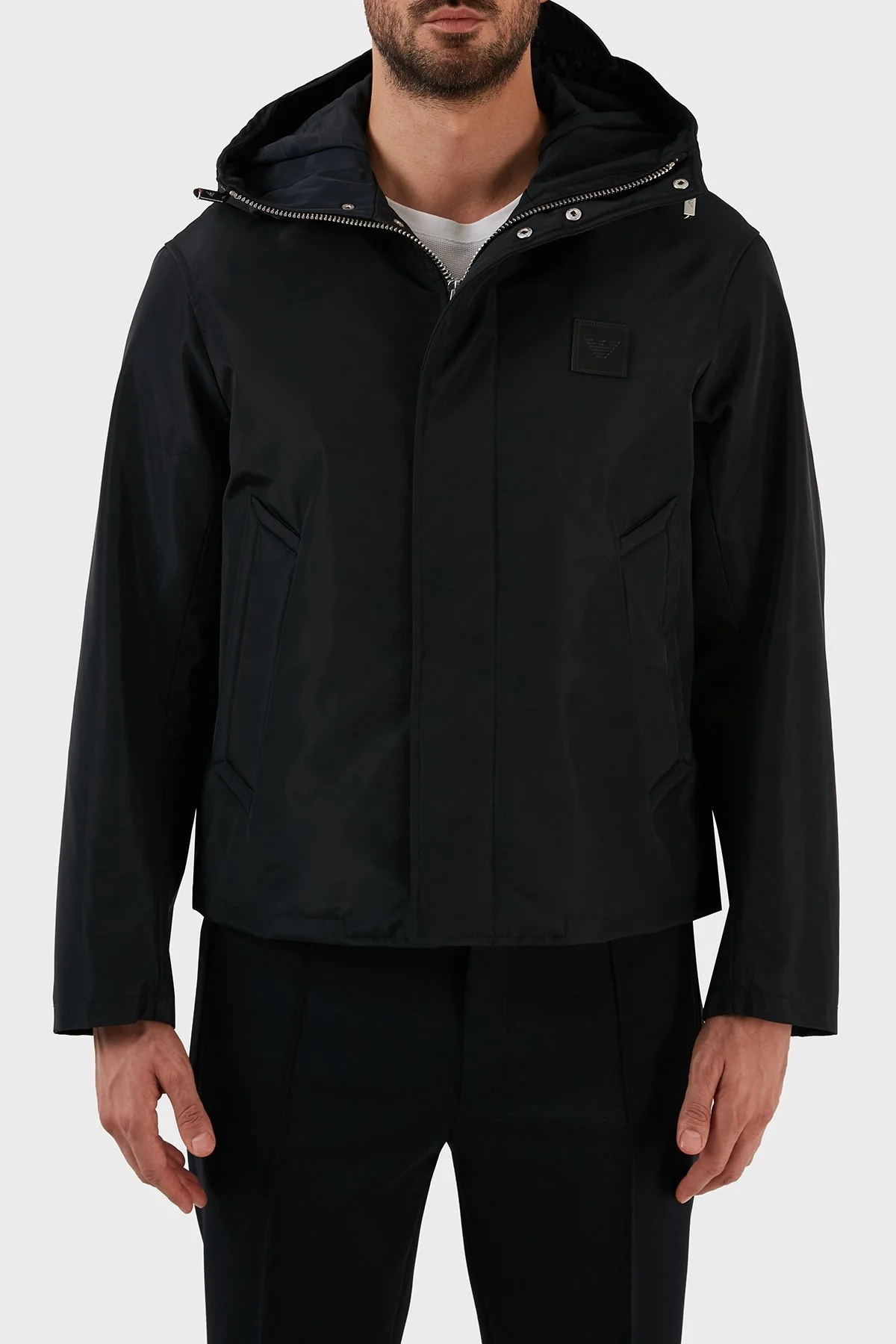Emporio Armani Su ve Rüzgar Geçirmez Regular Fit Kapüşonlu Erkek Mont 6L1BU3 1NNEZ 0920 LACİVERT - 1