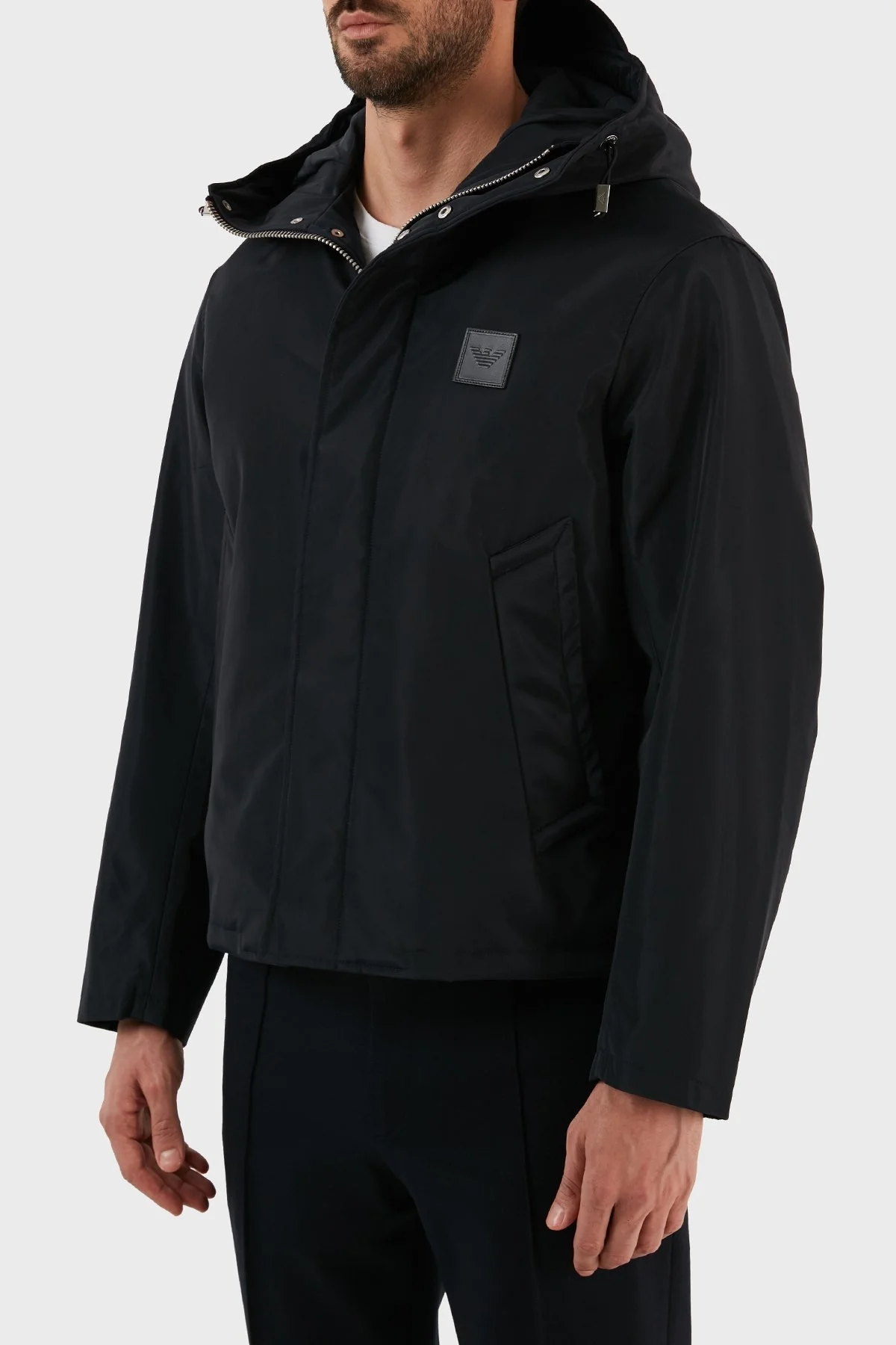 Emporio Armani Su ve Rüzgar Geçirmez Regular Fit Kapüşonlu Erkek Mont 6L1BU3 1NNEZ 0920 LACİVERT - 2