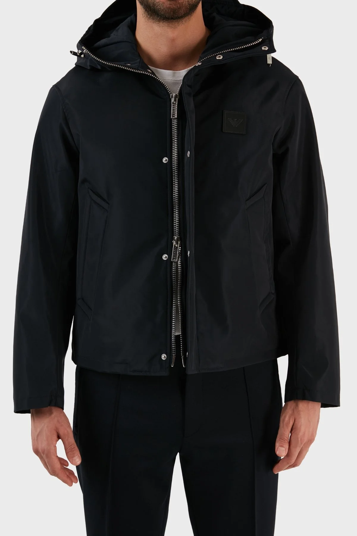 Emporio Armani Su ve Rüzgar Geçirmez Regular Fit Kapüşonlu Erkek Mont 6L1BU3 1NNEZ 0920 LACİVERT - 4