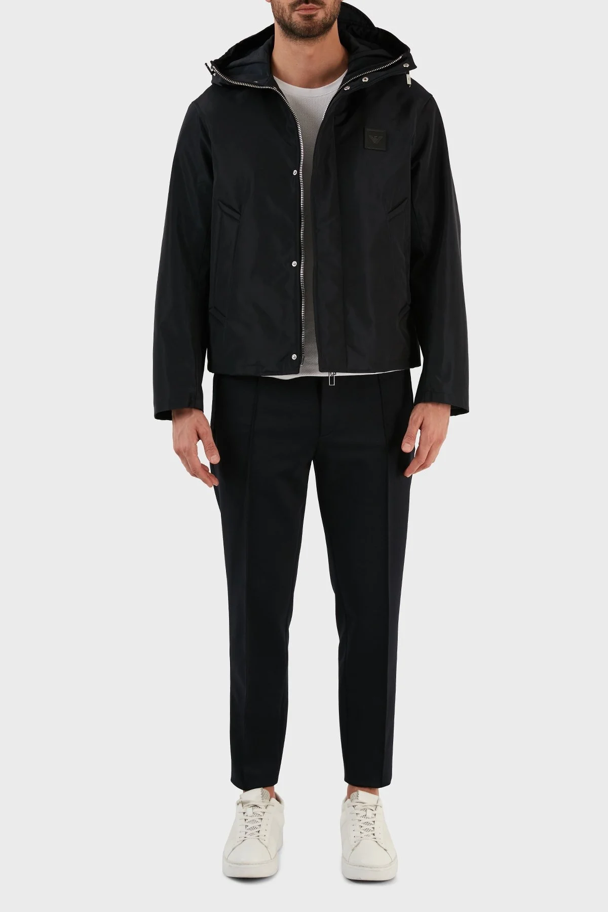 Emporio Armani Su ve Rüzgar Geçirmez Regular Fit Kapüşonlu Erkek Mont 6L1BU3 1NNEZ 0920 LACİVERT - 6