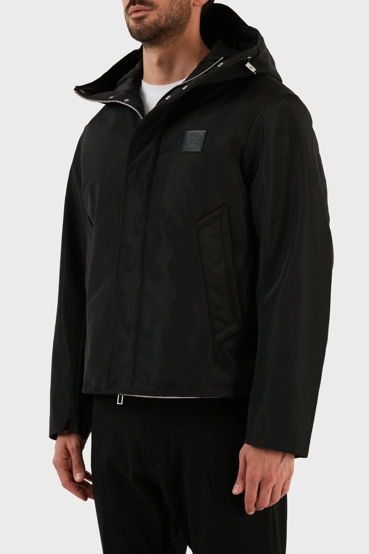 Emporio Armani Su ve Rüzgar Geçirmez Regular Fit Kapüşonlu Erkek Mont 6L1BU3 1NNEZ 0999 SİYAH - 2
