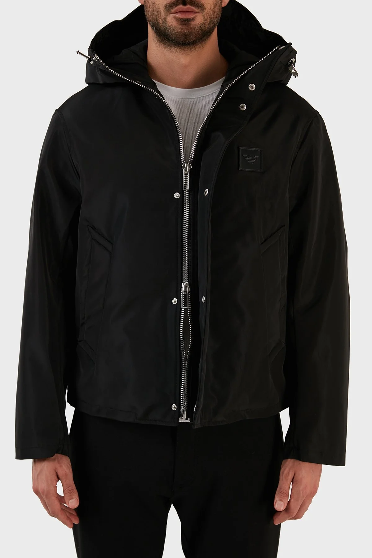 Emporio Armani Su ve Rüzgar Geçirmez Regular Fit Kapüşonlu Erkek Mont 6L1BU3 1NNEZ 0999 SİYAH - 3
