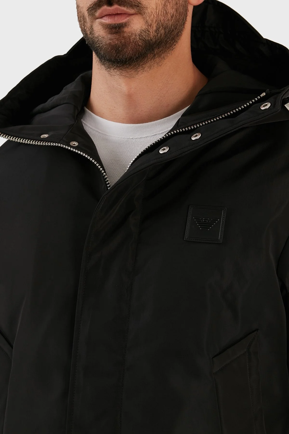 Emporio Armani Su ve Rüzgar Geçirmez Regular Fit Kapüşonlu Erkek Mont 6L1BU3 1NNEZ 0999 SİYAH - 6