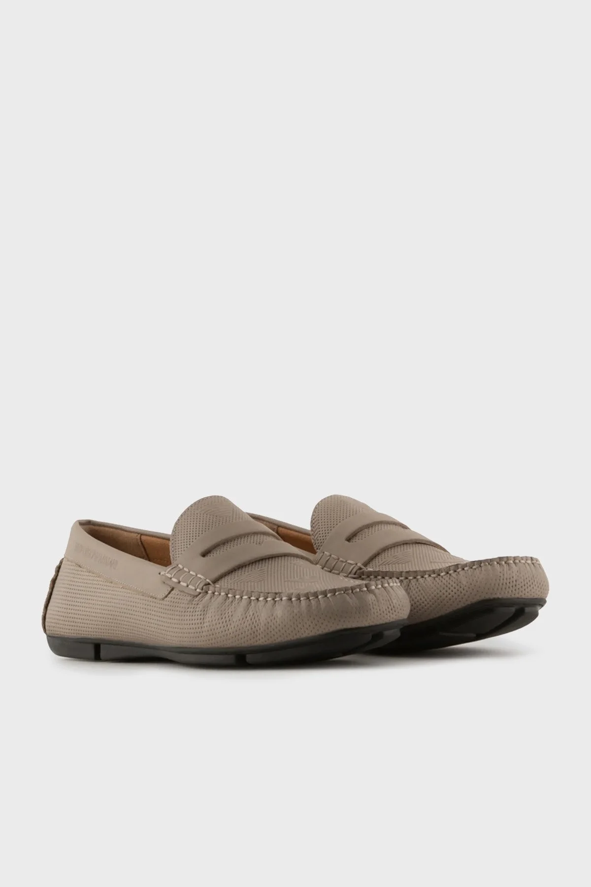 Emporio Armani Süet Deri Makosen Erkek Ayakkabı X4B146 XN784 S747 BEJ - 2