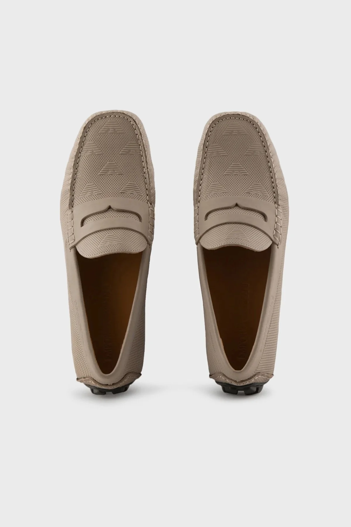 Emporio Armani Süet Deri Makosen Erkek Ayakkabı X4B146 XN784 S747 BEJ - 5