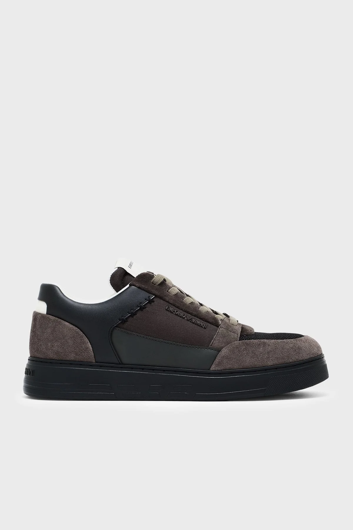Emporio Armani Süet Detaylı Sneaker Erkek Ayakkabı EM004836 AF23155 M6489 Kahve-siyah - 1