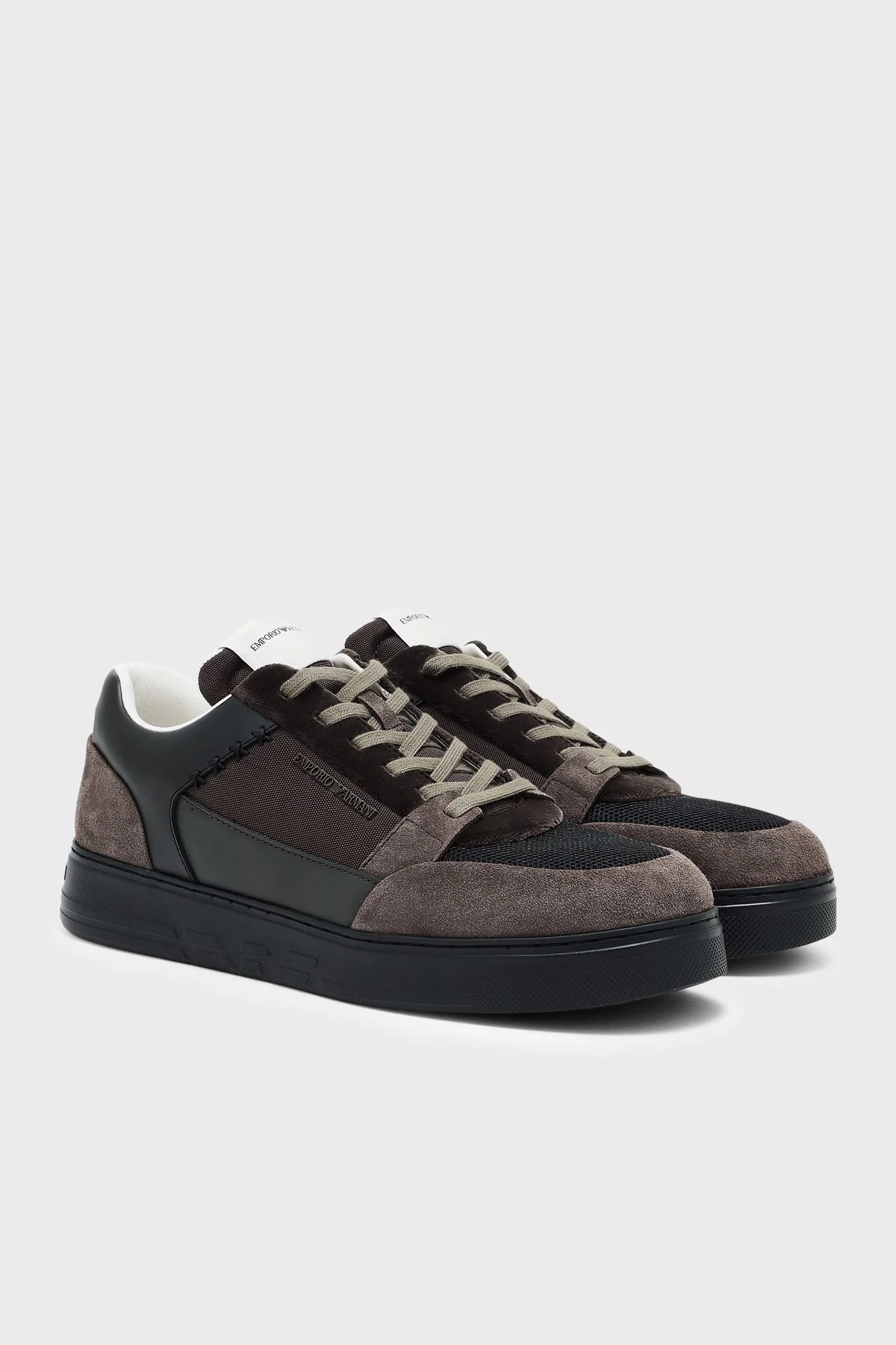 Emporio Armani Süet Detaylı Sneaker Erkek Ayakkabı EM004836 AF23155 M6489 Kahve-siyah - 3