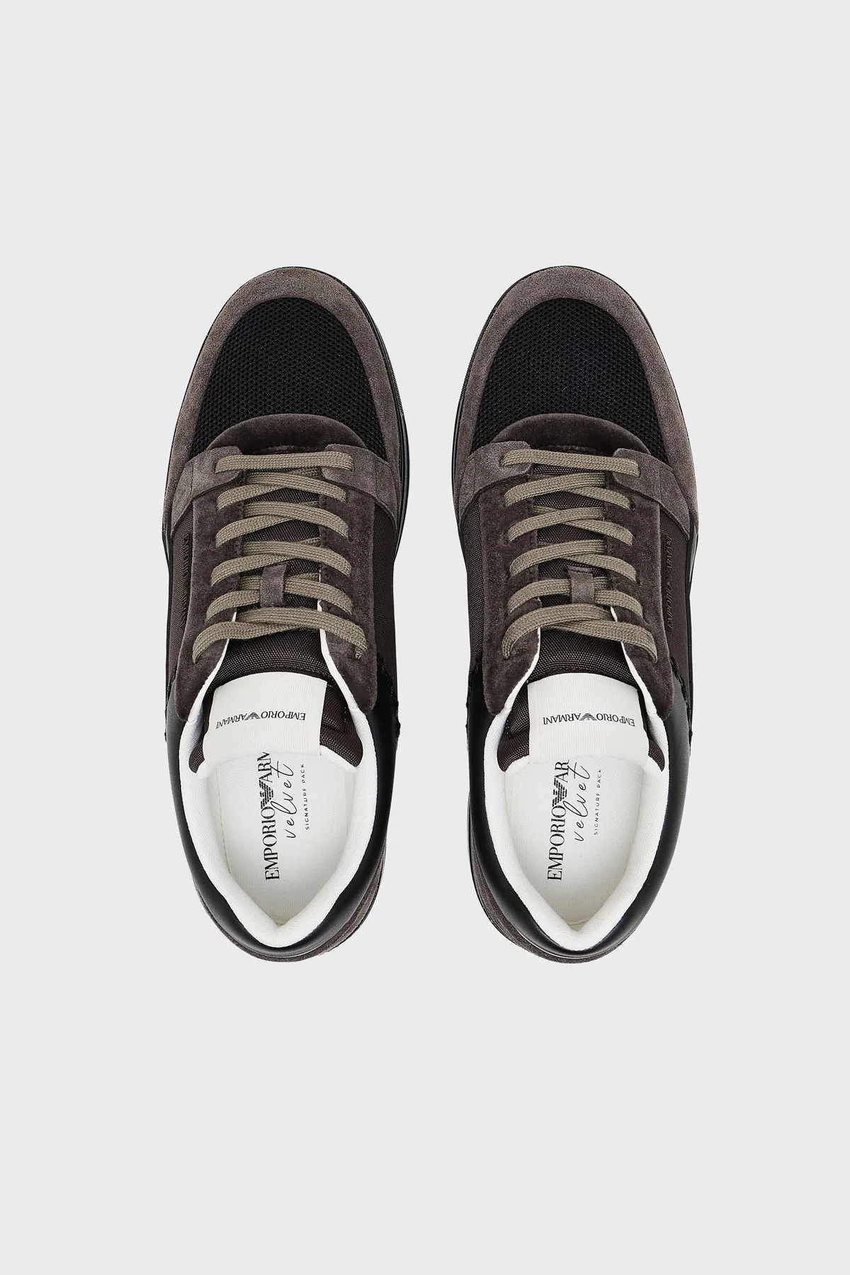 Emporio Armani Süet Detaylı Sneaker Erkek Ayakkabı EM004836 AF23155 M6489 Kahve-siyah - 4