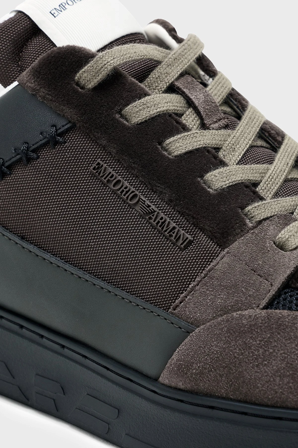 Emporio Armani Süet Detaylı Sneaker Erkek Ayakkabı EM004836 AF23155 M6489 Kahve-siyah - 5