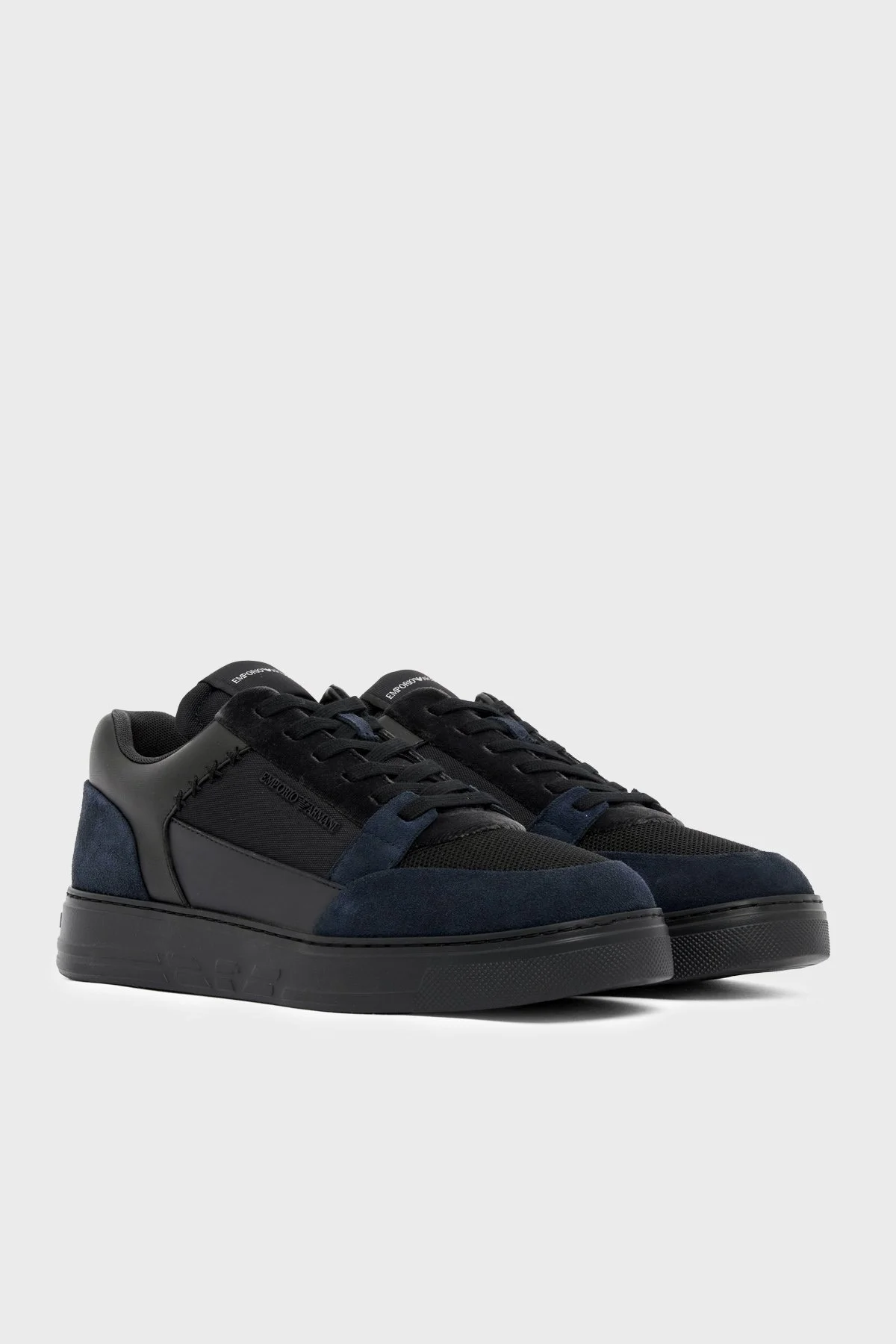 Emporio Armani Süet Detaylı Sneaker Erkek Ayakkabı EM004836 AF23155 MZ312 Siyah-lacivert - 3