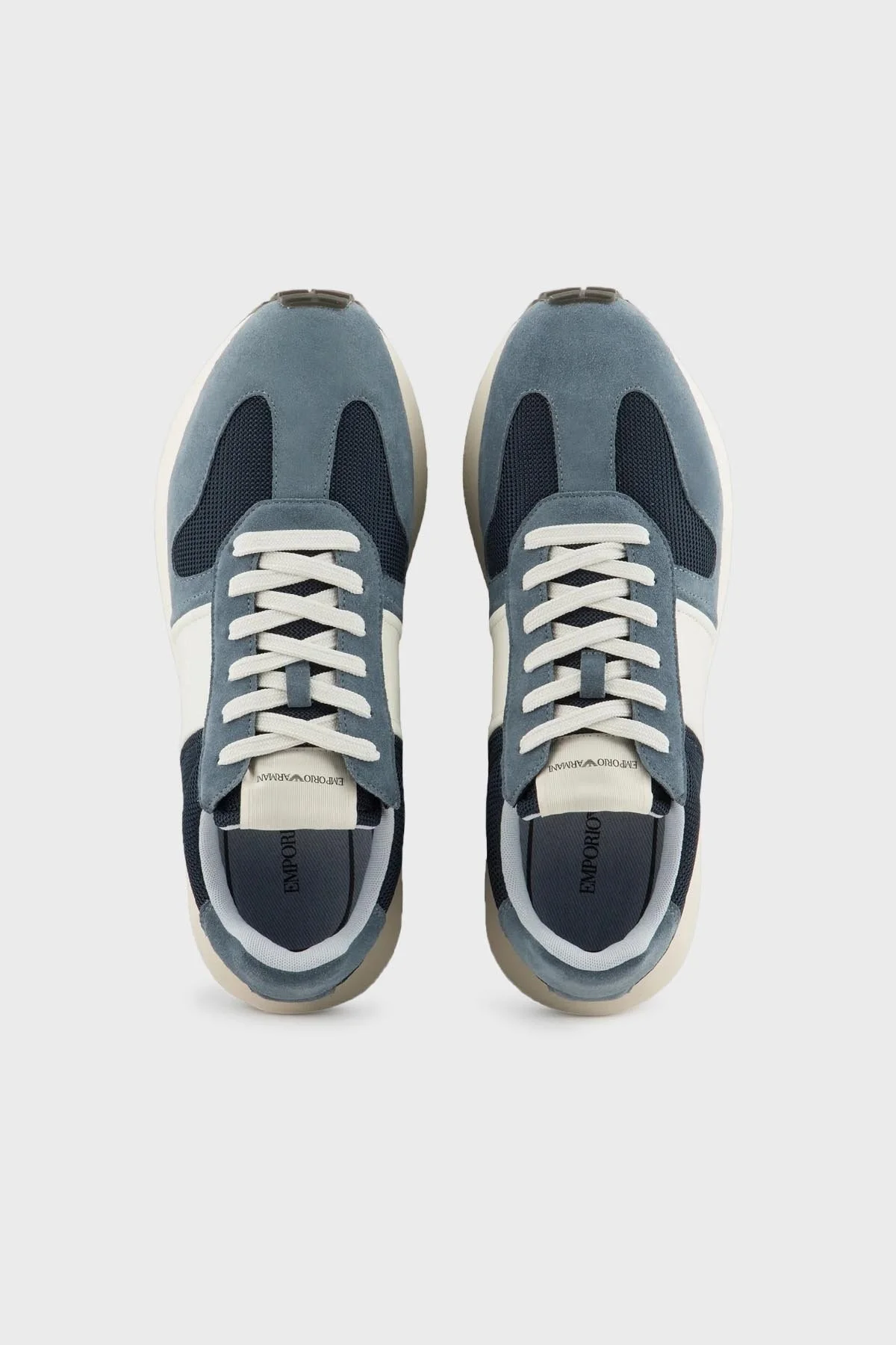 Emporio Armani Süet Detaylı Sneaker Erkek Ayakkabı X4X640 XR102 T858 LACİVERT-MAVİ - 3