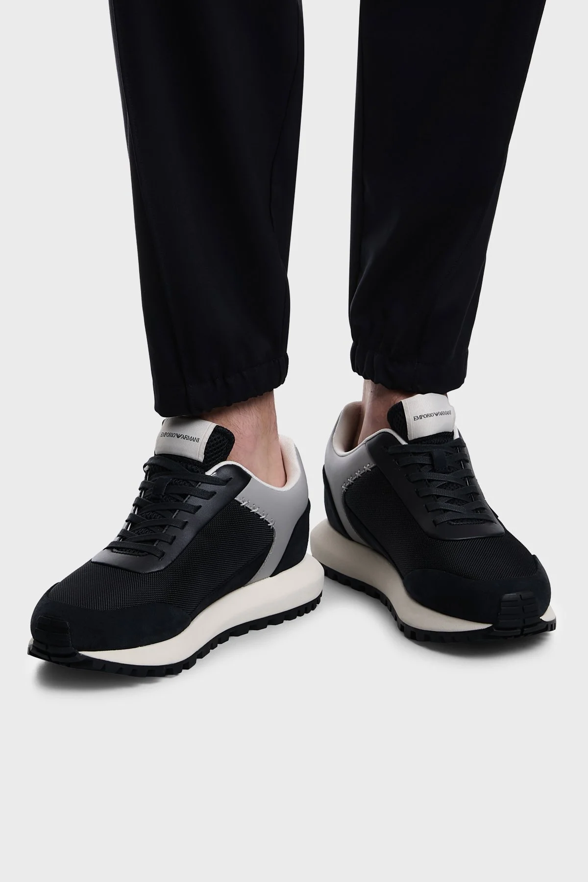 Emporio Armani Süet Logolu Sneaker Erkek Ayakkabı EM004839 AF24321 MB617 LACİVERT GRİ - 2