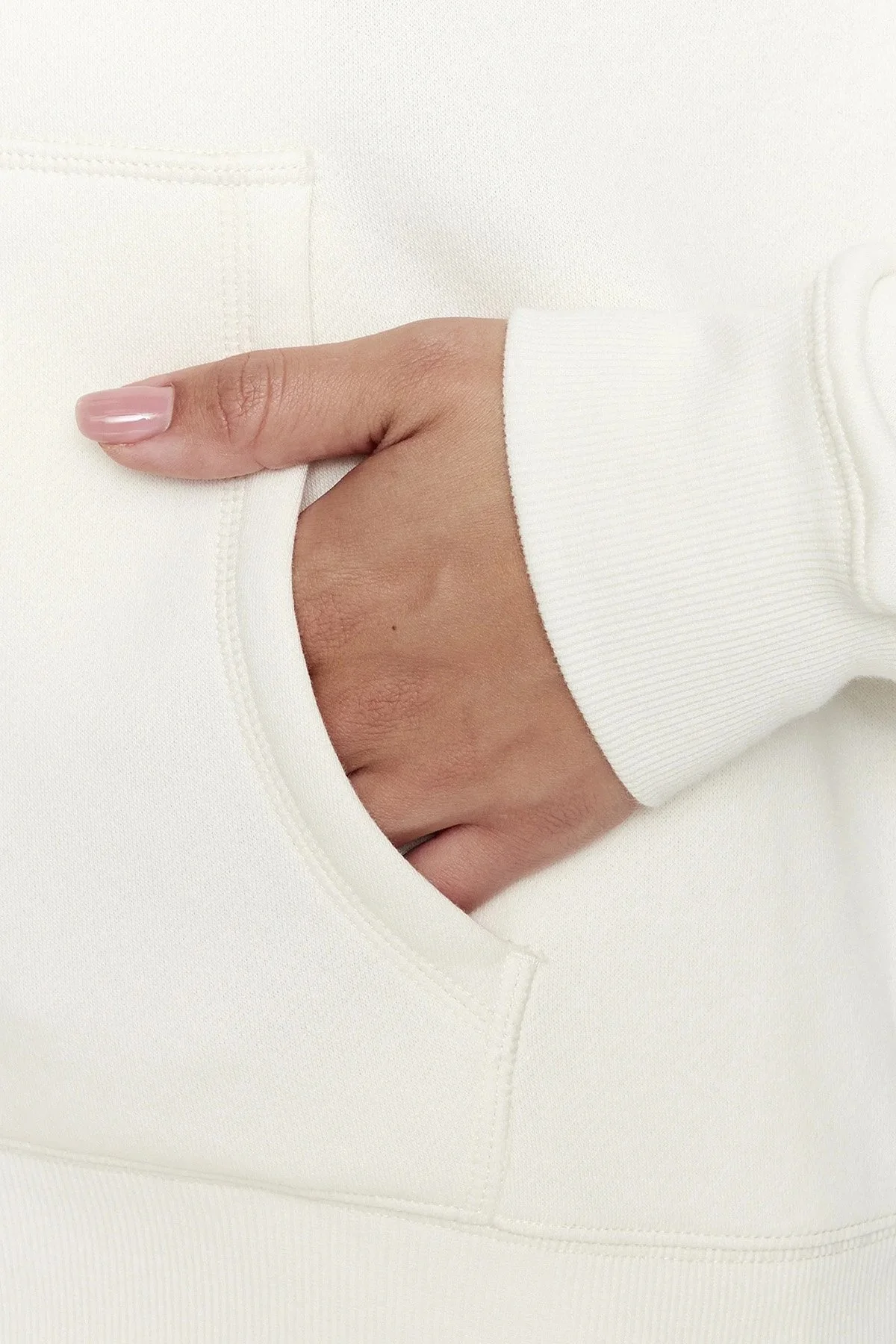 Emporio Armani Suni Kürk Astarlı Regular Fit Kapüşonlu Bayan Sweat 164610 3F256 09210 EKRU - 5