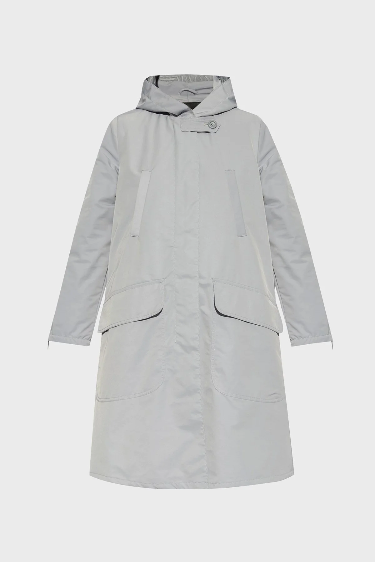 Emporio Armani Suya Dayanıklı Kapüşonlu Bayan Kaban 3D2L74 2NFNZ 0802 GRİ - 5