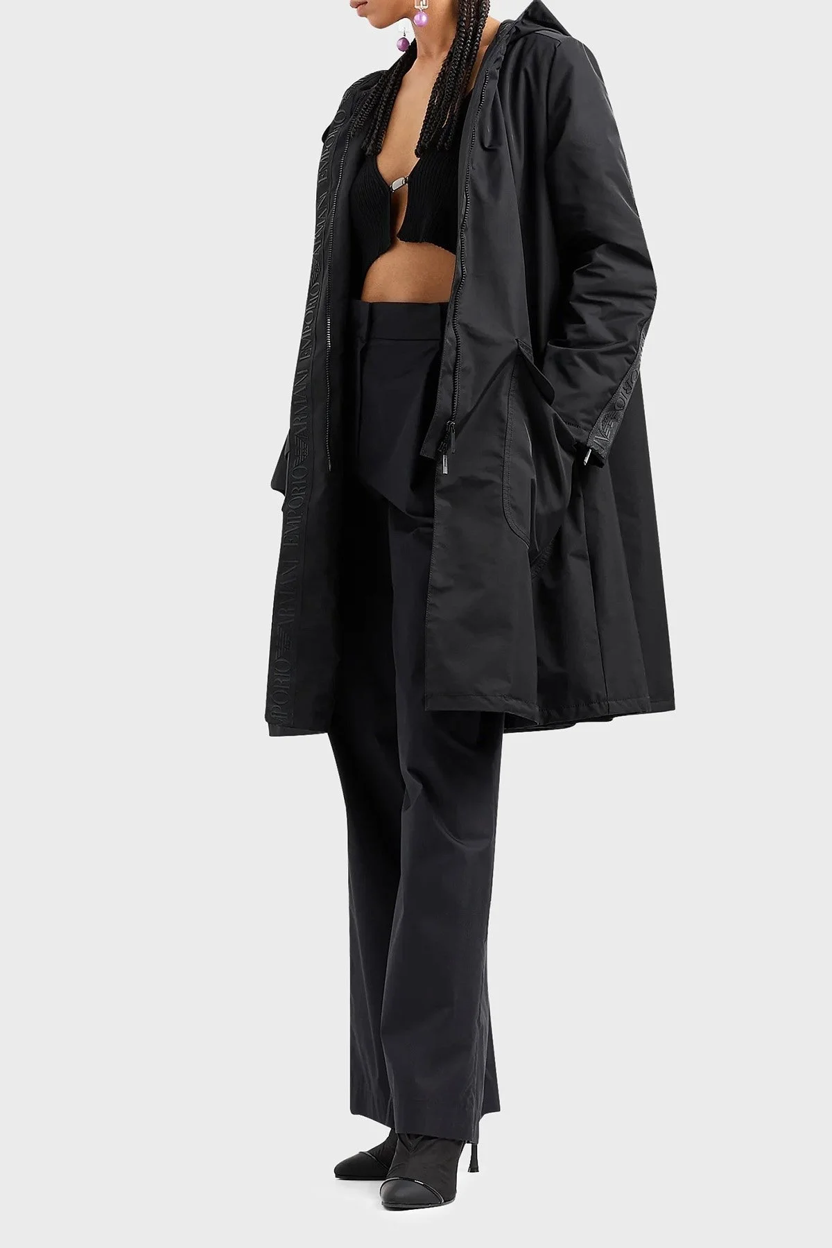 Emporio Armani Suya Dayanıklı Kapüşonlu Bayan Kaban 3D2L74 2NFNZ 0999 SİYAH - 3