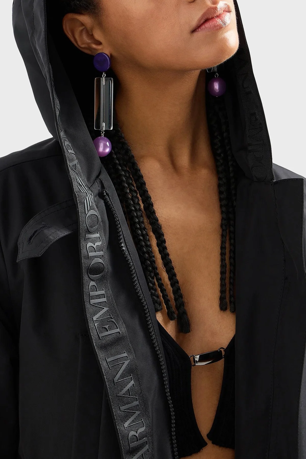 Emporio Armani Suya Dayanıklı Kapüşonlu Bayan Kaban 3D2L74 2NFNZ 0999 SİYAH - 4
