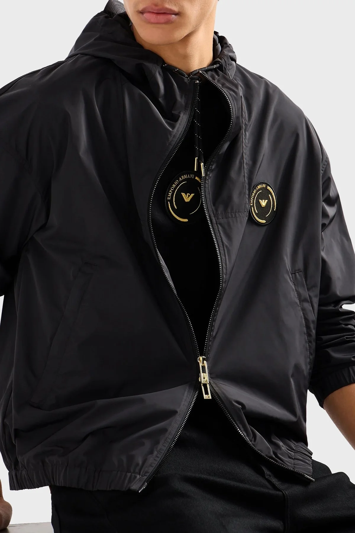 Emporio Armani Suya Dayanıklı Kapüşonlu Erkek Mont 3D1BG8 1NMPZ 0999 SİYAH - 4