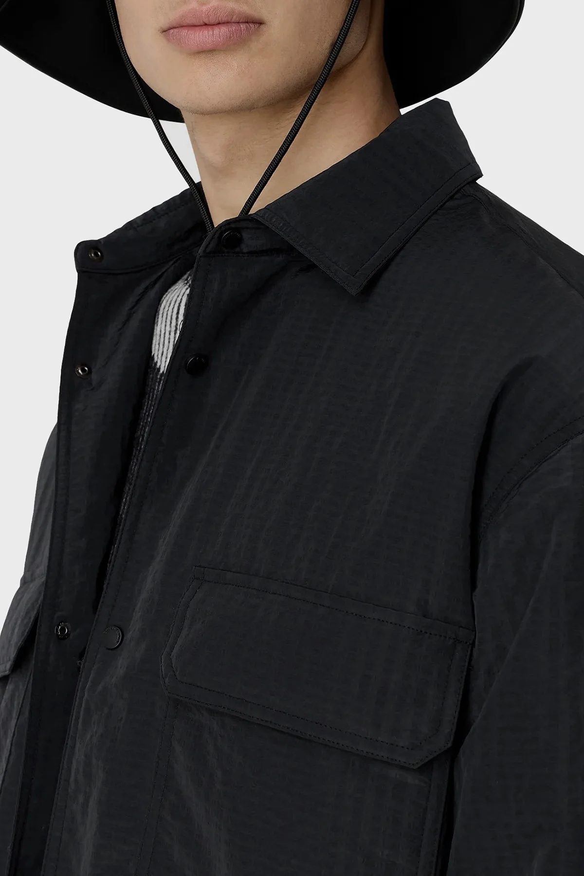 Emporio Armani Suya Dayanıklı Regular Fit Gofre Erkek Mont 3D1BA1 1NJUZ 0999 SİYAH - 5