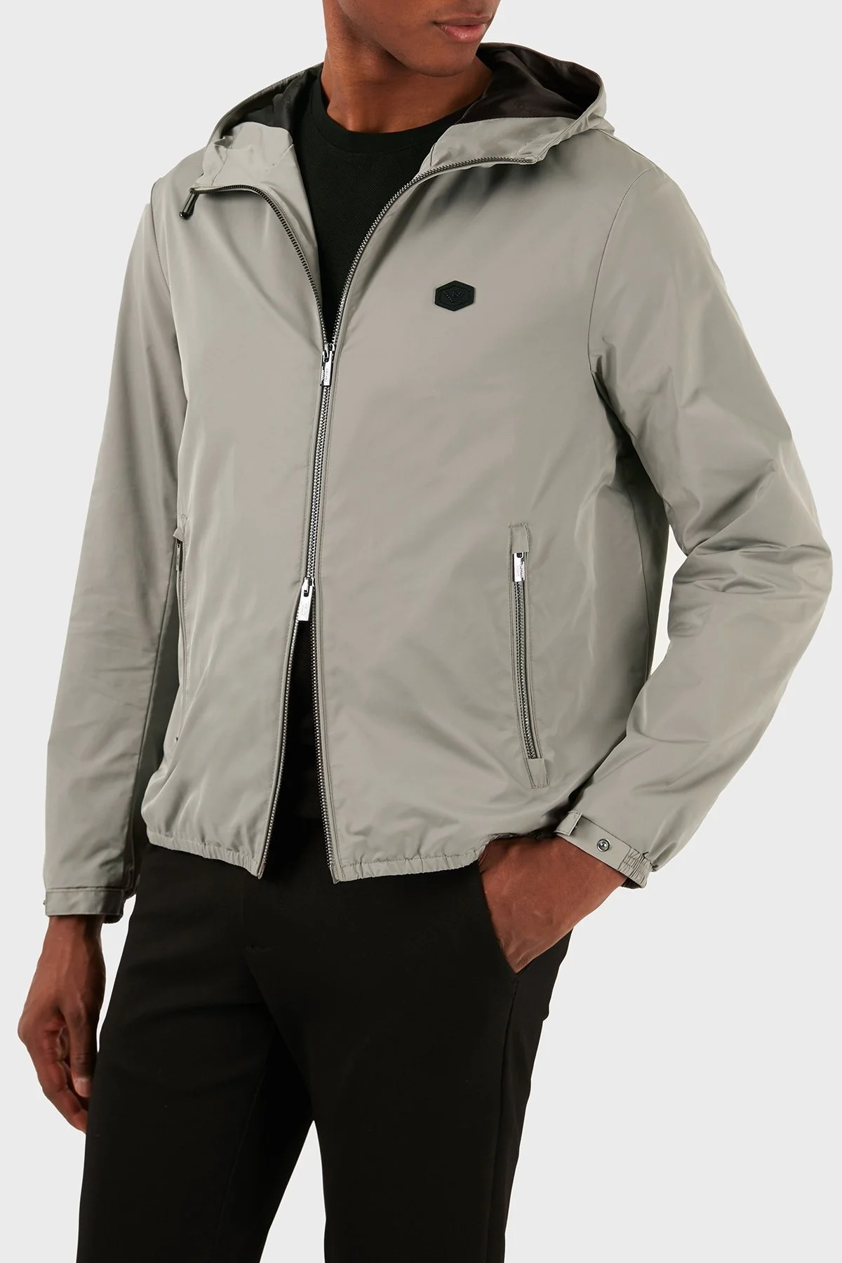 Emporio Armani Suya Dayanıklı Regular Fit Kapüşonlu Erkek Mont 8N1BQ0 1NZQZ 0643 GRİ - 2