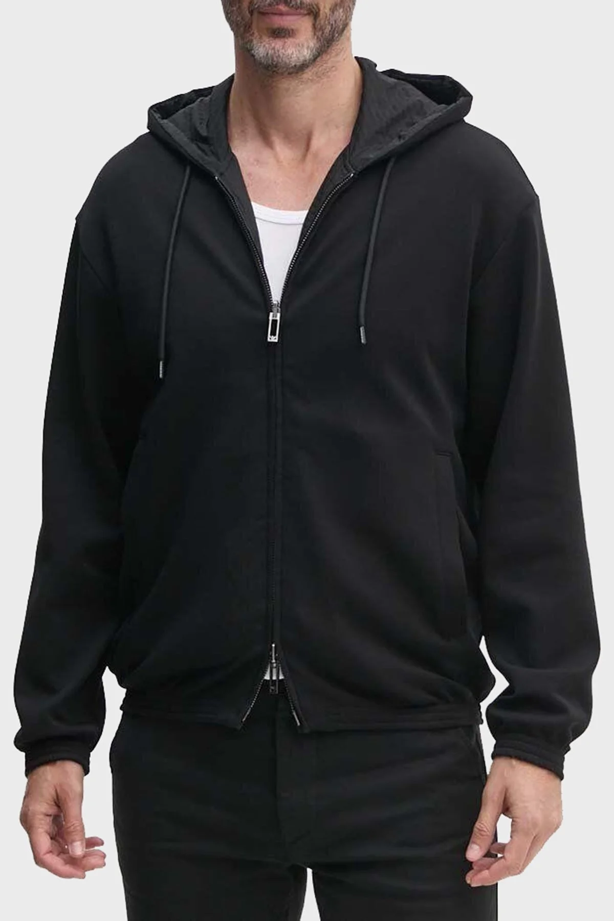 Emporio Armani Suya Dayanıklı Streç Pamuklu Çift Taraflı Bomber Erkek Ceket 6D1MD3 1JHSZ 0999 SİYAH - 1