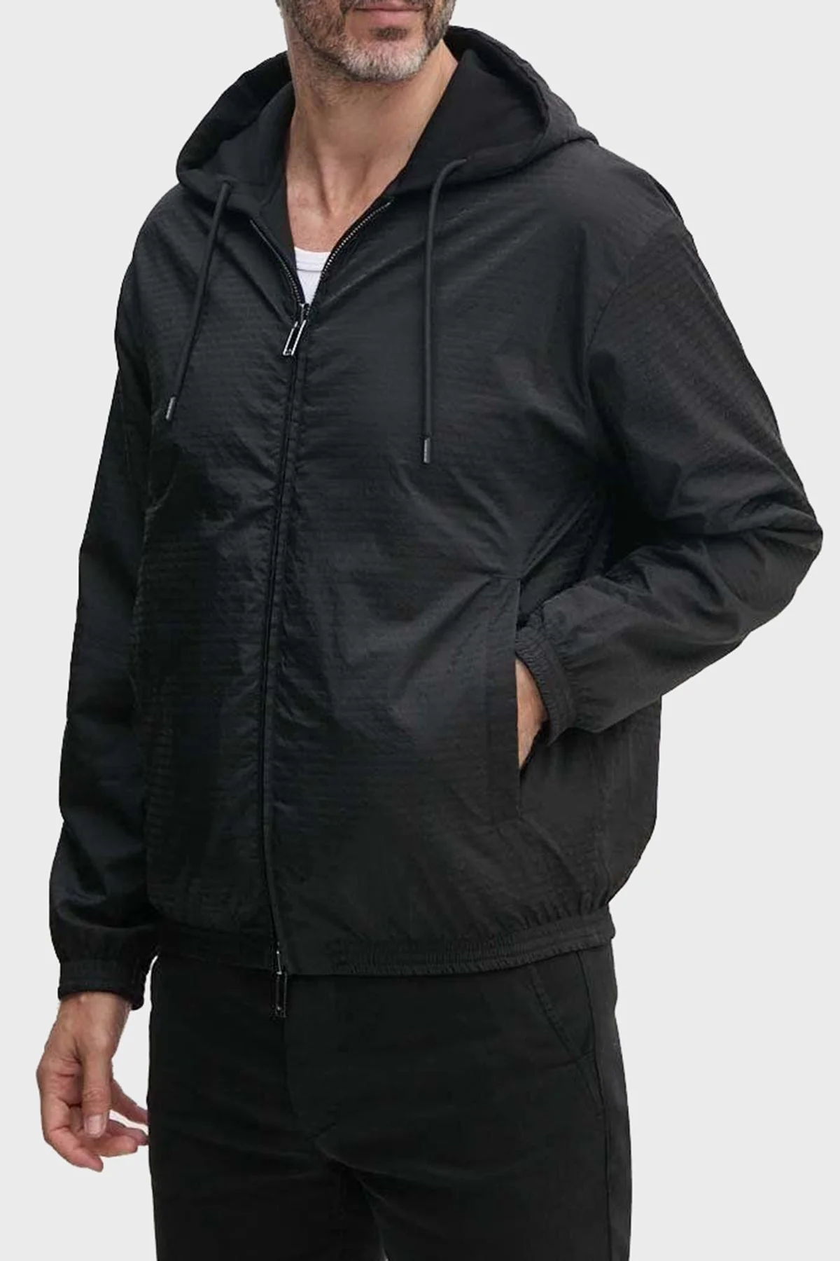 Emporio Armani Suya Dayanıklı Streç Pamuklu Çift Taraflı Bomber Erkek Ceket 6D1MD3 1JHSZ 0999 SİYAH - 3