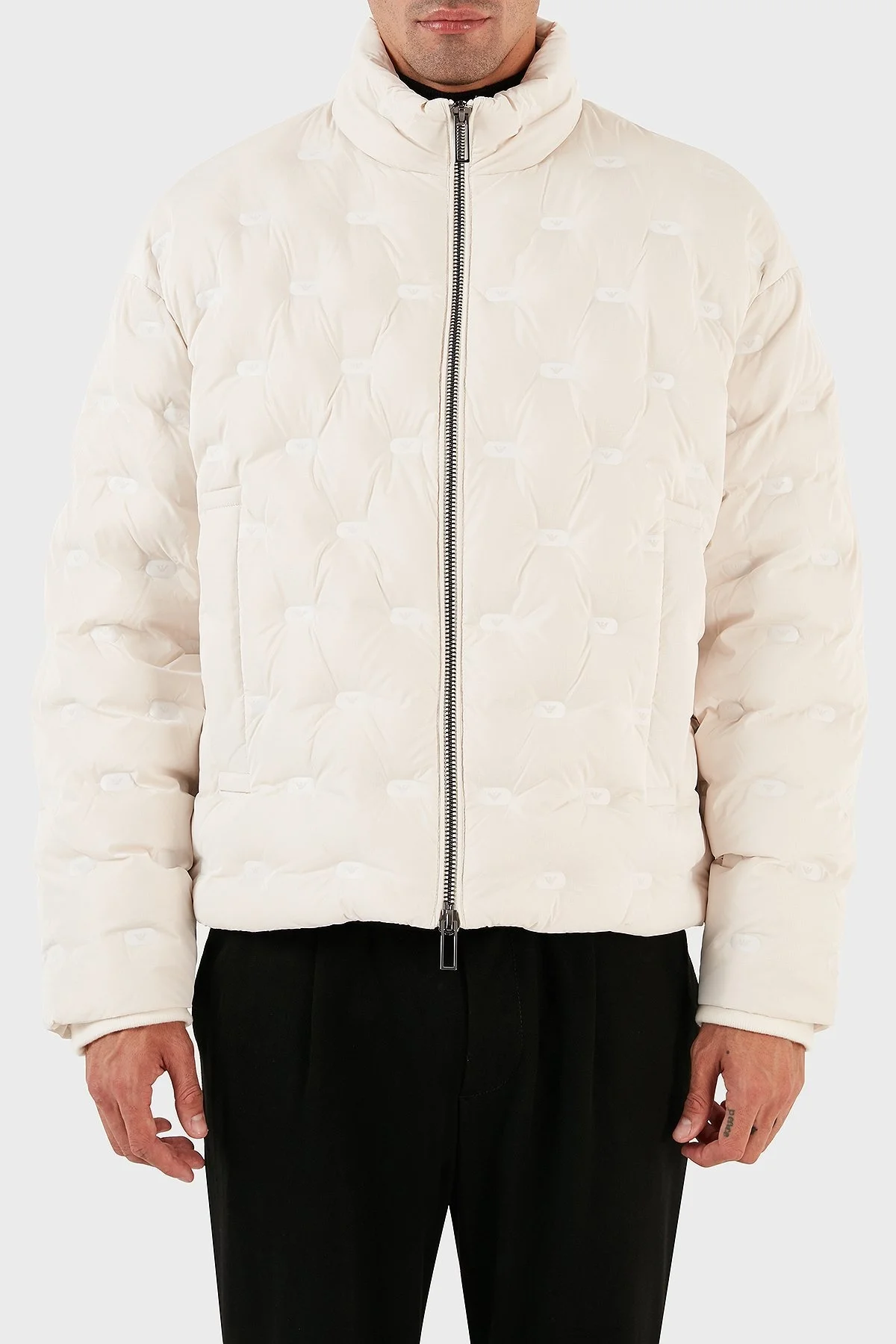 Emporio Armani Suya ve Soğuğa Dayanıklı Kuş Tüyü Dolgulu Regular Fit Erkek Mont 6R1B88 1NDGZ 0128 EKRU - 1