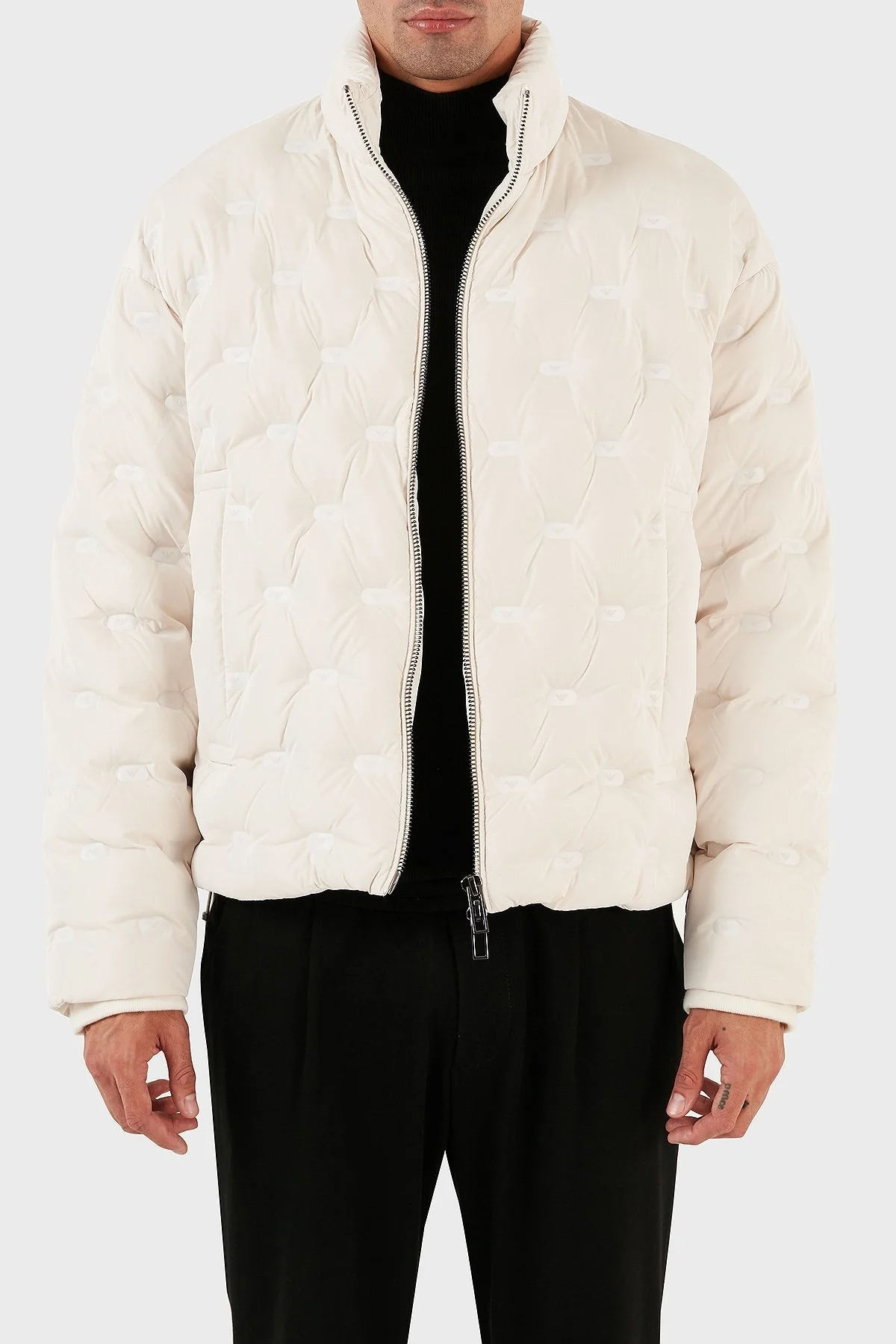 Emporio Armani Suya ve Soğuğa Dayanıklı Kuş Tüyü Dolgulu Regular Fit Erkek Mont 6R1B88 1NDGZ 0128 EKRU - 3