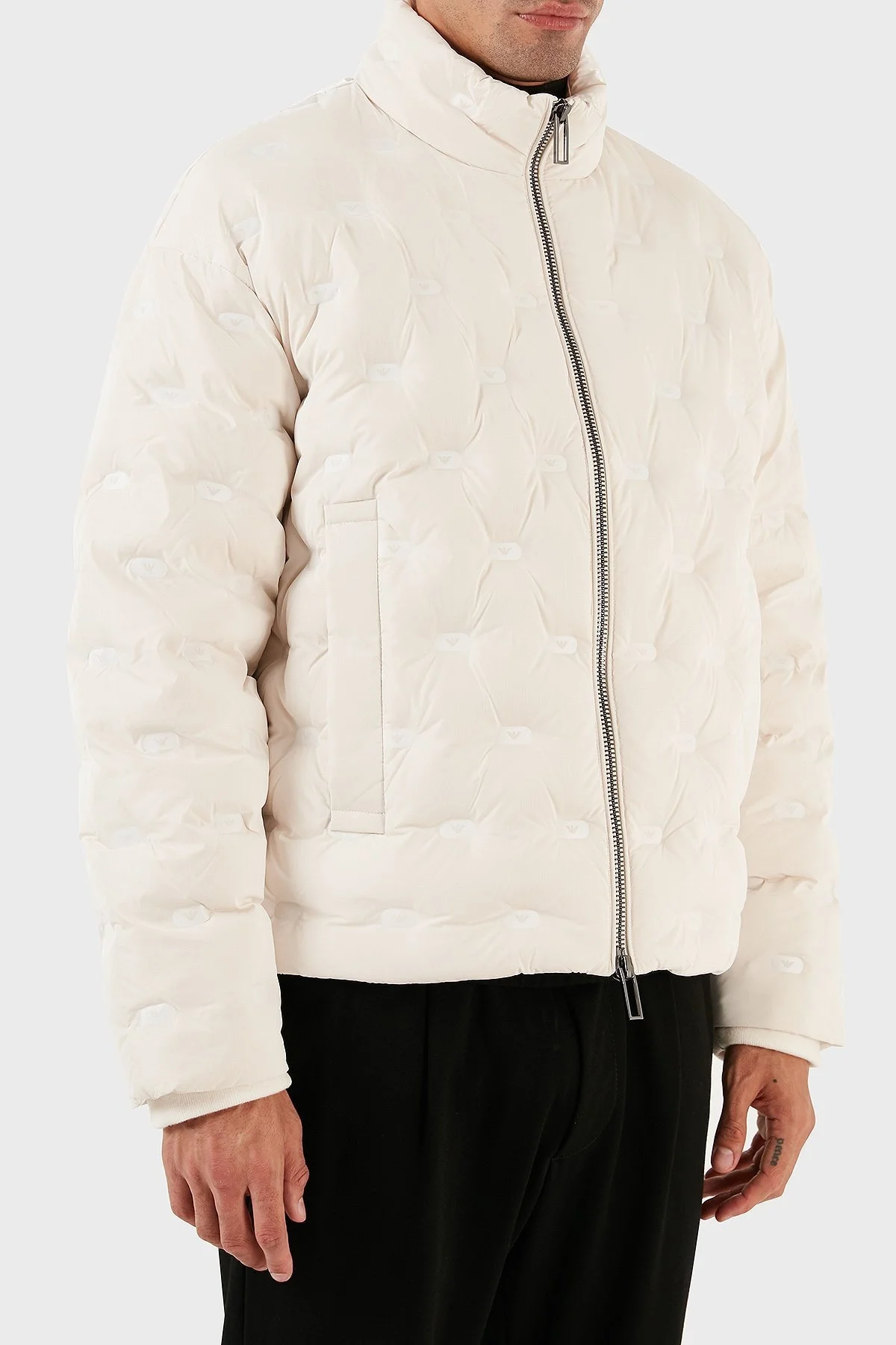 Emporio Armani Suya ve Soğuğa Dayanıklı Kuş Tüyü Dolgulu Regular Fit Erkek Mont 6R1B88 1NDGZ 0128 EKRU - 6