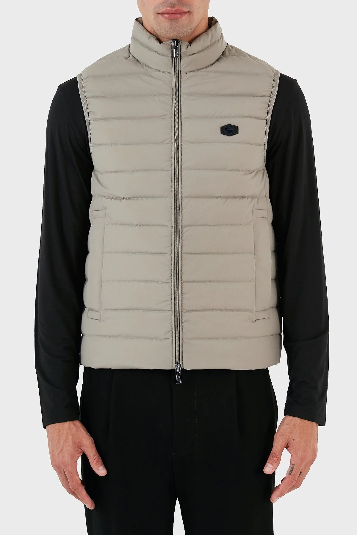 Emporio Armani Suya ve Soğuğa Dayanıklı Kuş Tüyü Dolgulu Slim Fit Erkek Yelek 8N1BQ1 1NLRZ 0643 GRİ - 1