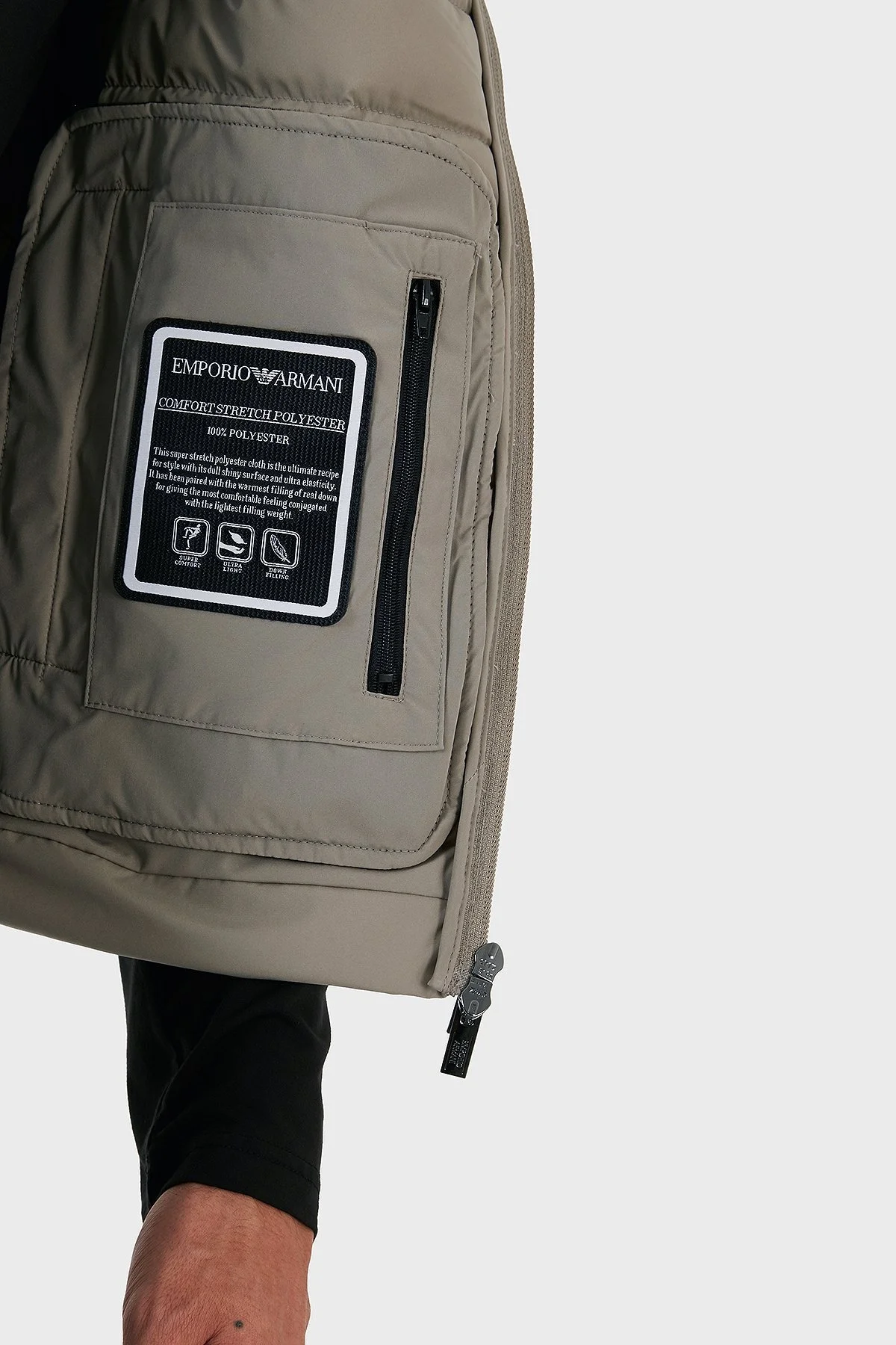 Emporio Armani Suya ve Soğuğa Dayanıklı Kuş Tüyü Dolgulu Slim Fit Erkek Yelek 8N1BQ1 1NLRZ 0643 GRİ - 5