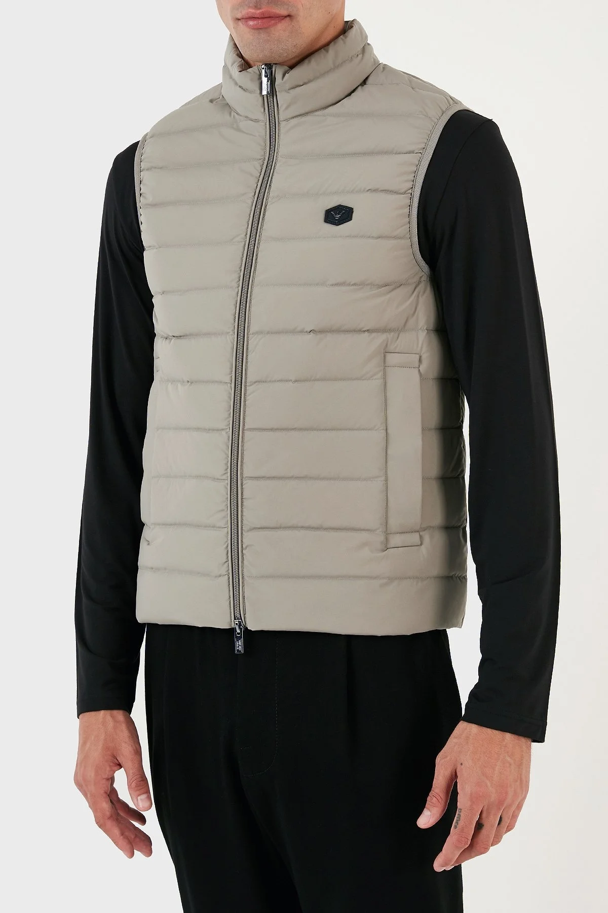 Emporio Armani Suya ve Soğuğa Dayanıklı Kuş Tüyü Dolgulu Slim Fit Erkek Yelek 8N1BQ1 1NLRZ 0643 GRİ - 6