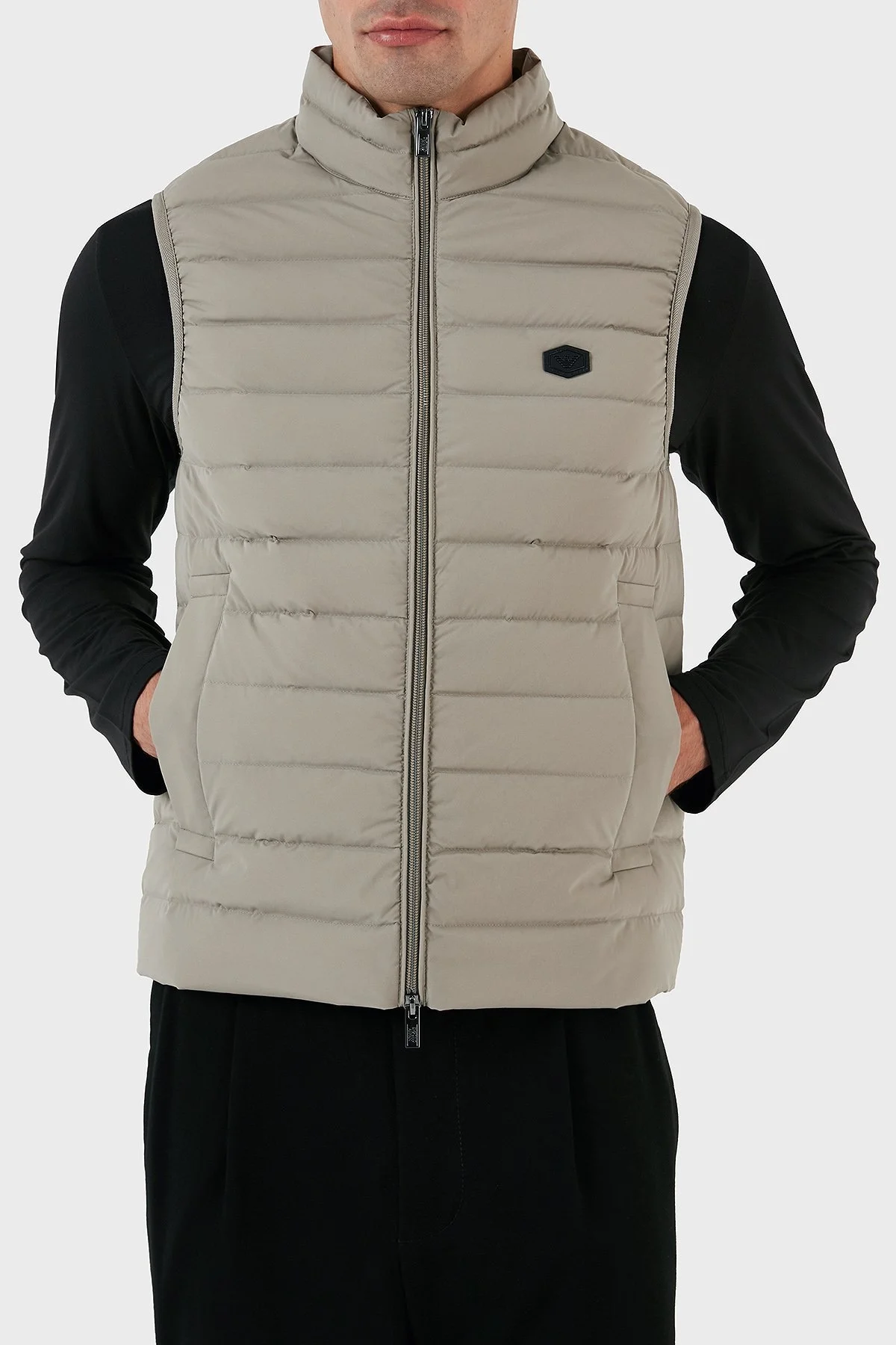 Emporio Armani Suya ve Soğuğa Dayanıklı Kuş Tüyü Dolgulu Slim Fit Erkek Yelek 8N1BQ1 1NLRZ 0643 GRİ - 7