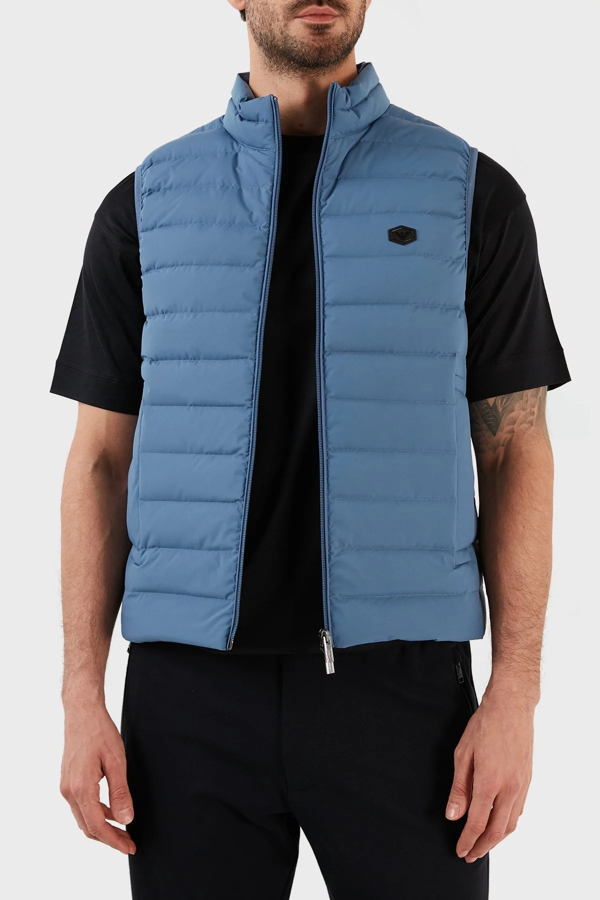 Emporio Armani Suya ve Soğuğa Dayanıklı Kuş Tüyü Dolgulu Slim Fit Erkek Yelek 8N1BQ1 1NLRZ 0771 AÇIK MAVİ - 4