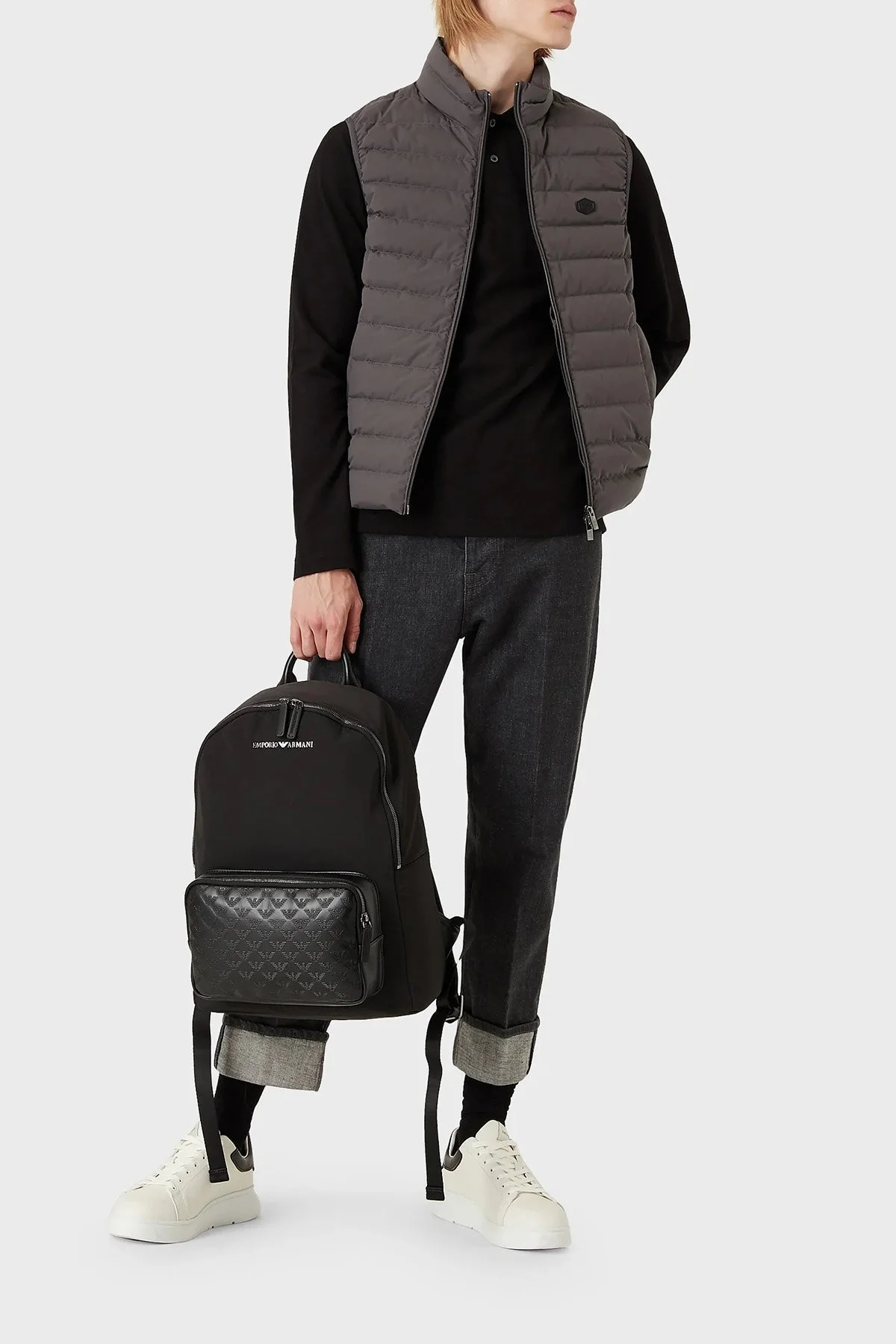 Emporio Armani Suya ve Soğuğa Karşı Dayanıklı Dik Yaka Slim Fit Erkek Yelek 8N1BQ1 1NLRZ 0633 GRİ - 3