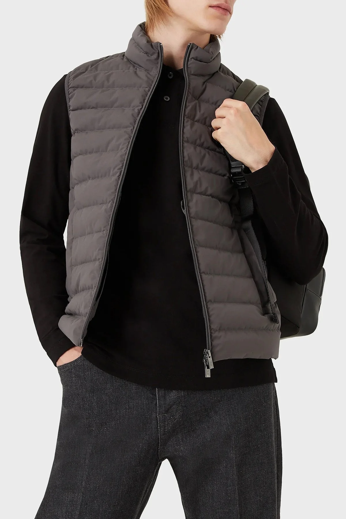 Emporio Armani Suya ve Soğuğa Karşı Dayanıklı Dik Yaka Slim Fit Erkek Yelek 8N1BQ1 1NLRZ 0633 GRİ - 4