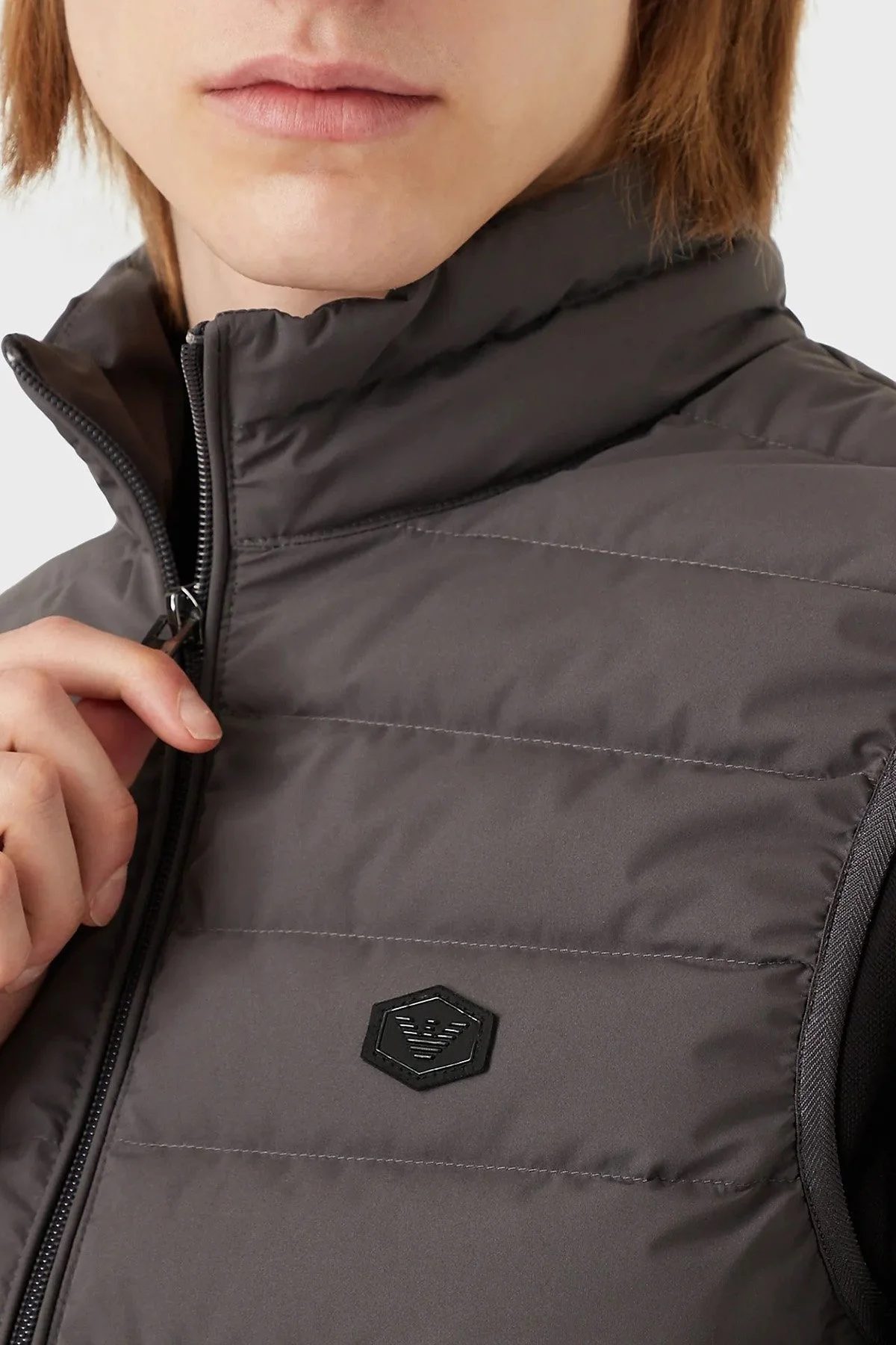 Emporio Armani Suya ve Soğuğa Karşı Dayanıklı Dik Yaka Slim Fit Erkek Yelek 8N1BQ1 1NLRZ 0633 GRİ - 5