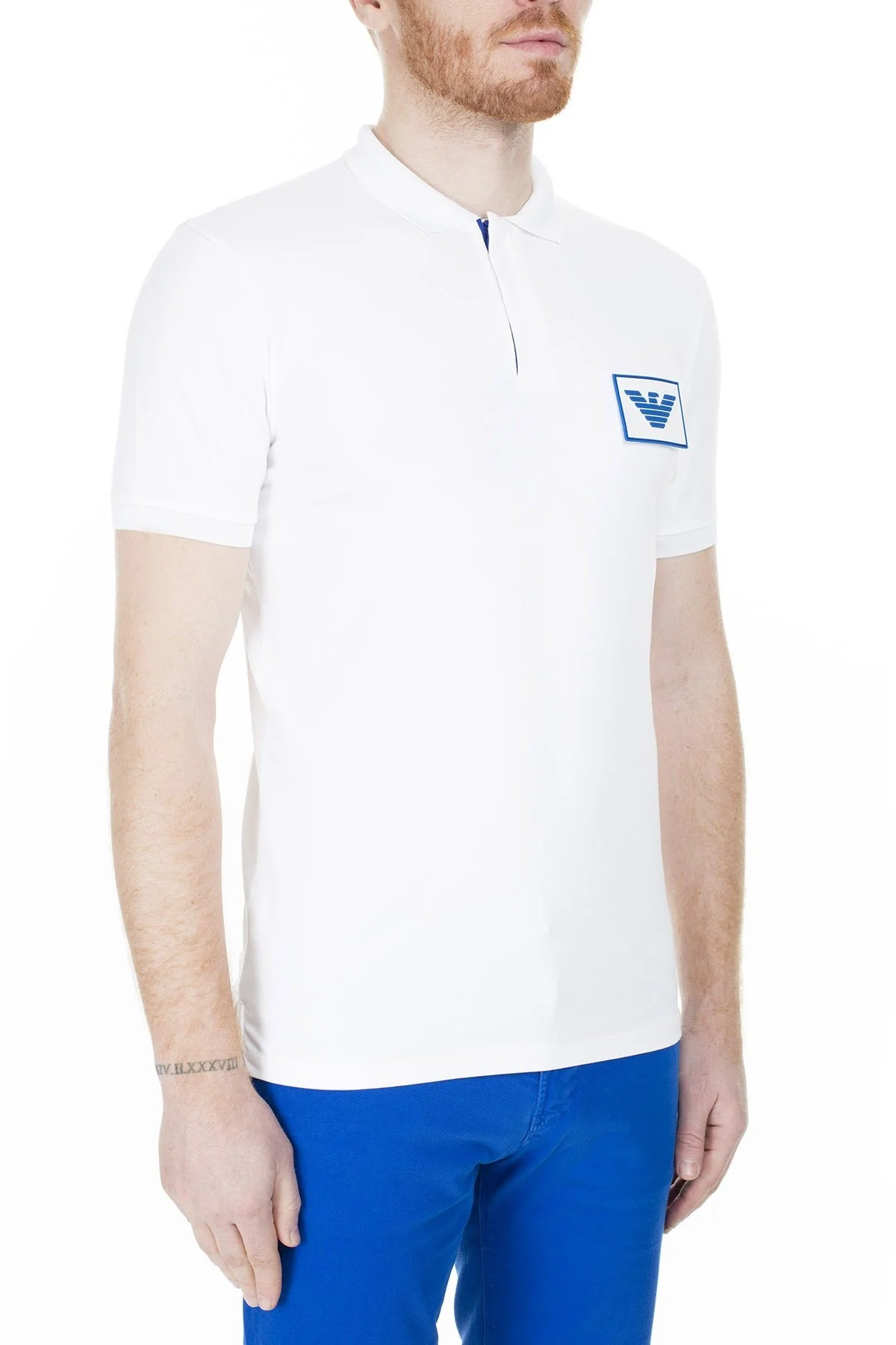 Emporio Armani T Shirt Erkek Polo 3H1F90 1J37Z 0100 BEYAZ - 4