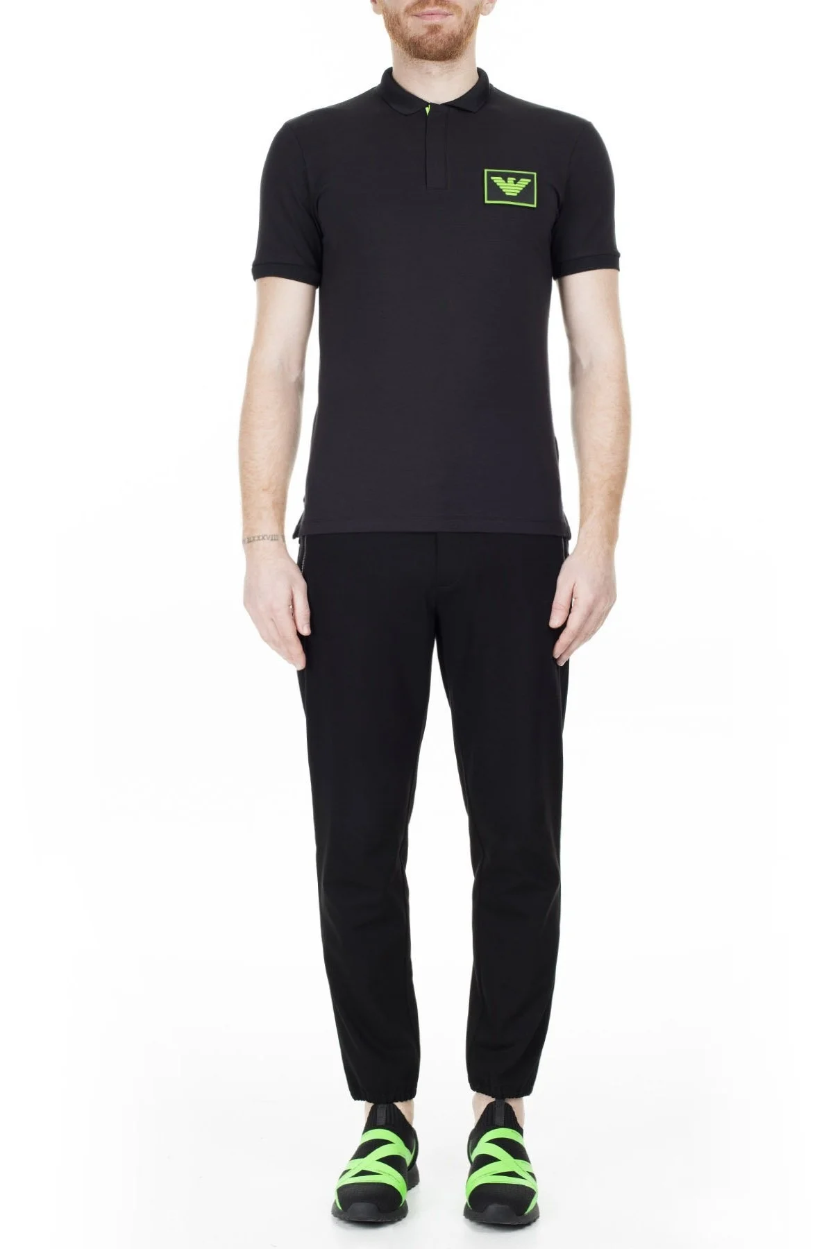 Emporio Armani T Shirt Erkek Polo 3H1F90 1J37Z 0999 SİYAH - 5