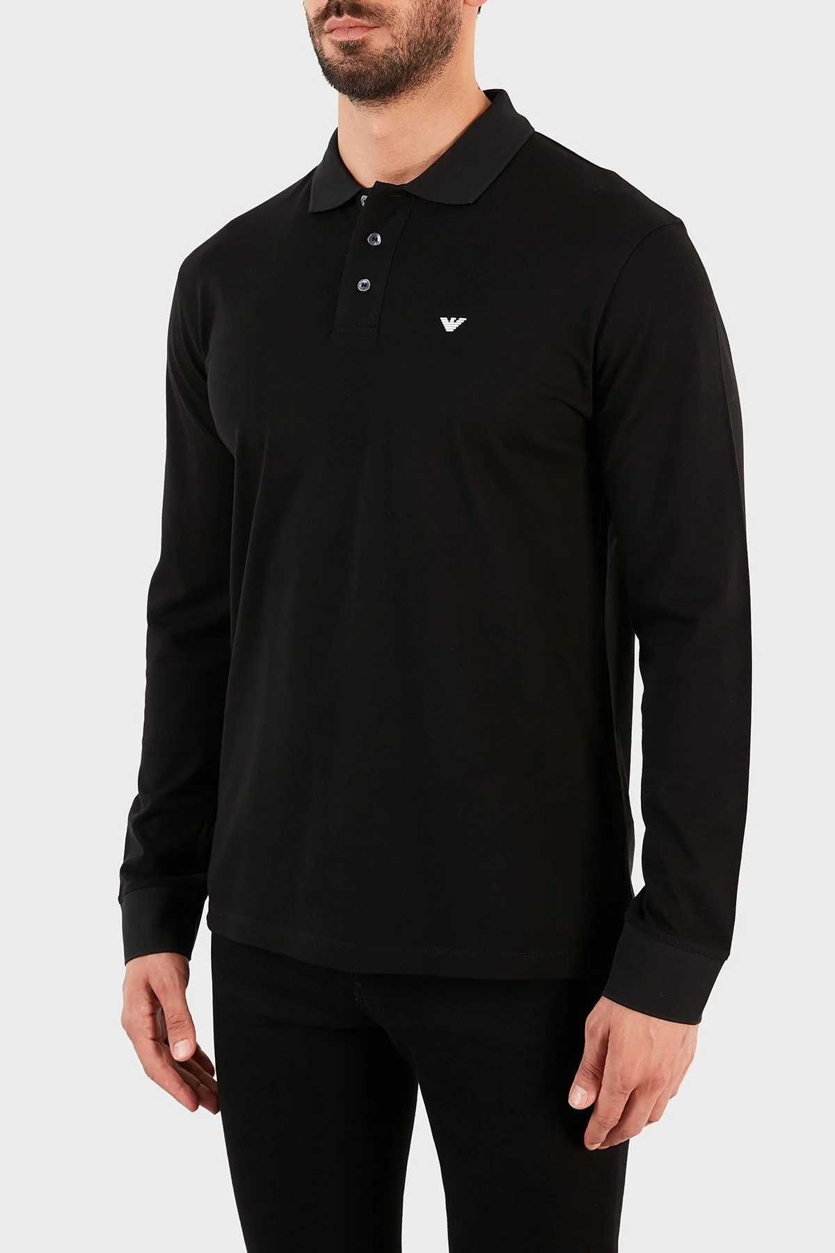 Emporio Armani % 100 Pamuk Düğmeli T Shirt Erkek Polo 8N1FQ0 1JTKZ 0999 SİYAH - 2