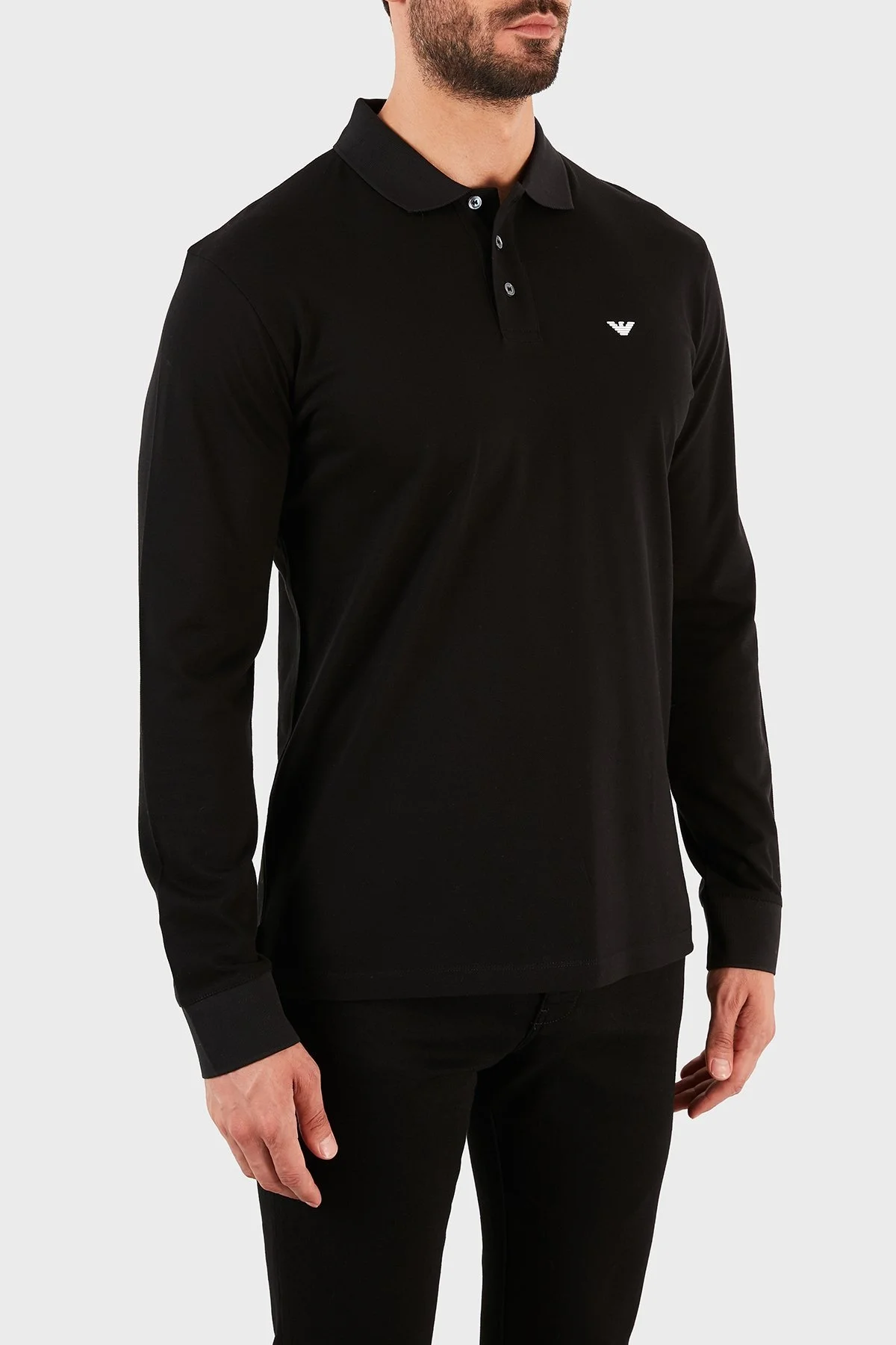 Emporio Armani % 100 Pamuk Düğmeli T Shirt Erkek Polo 8N1FQ0 1JTKZ 0999 SİYAH - 4
