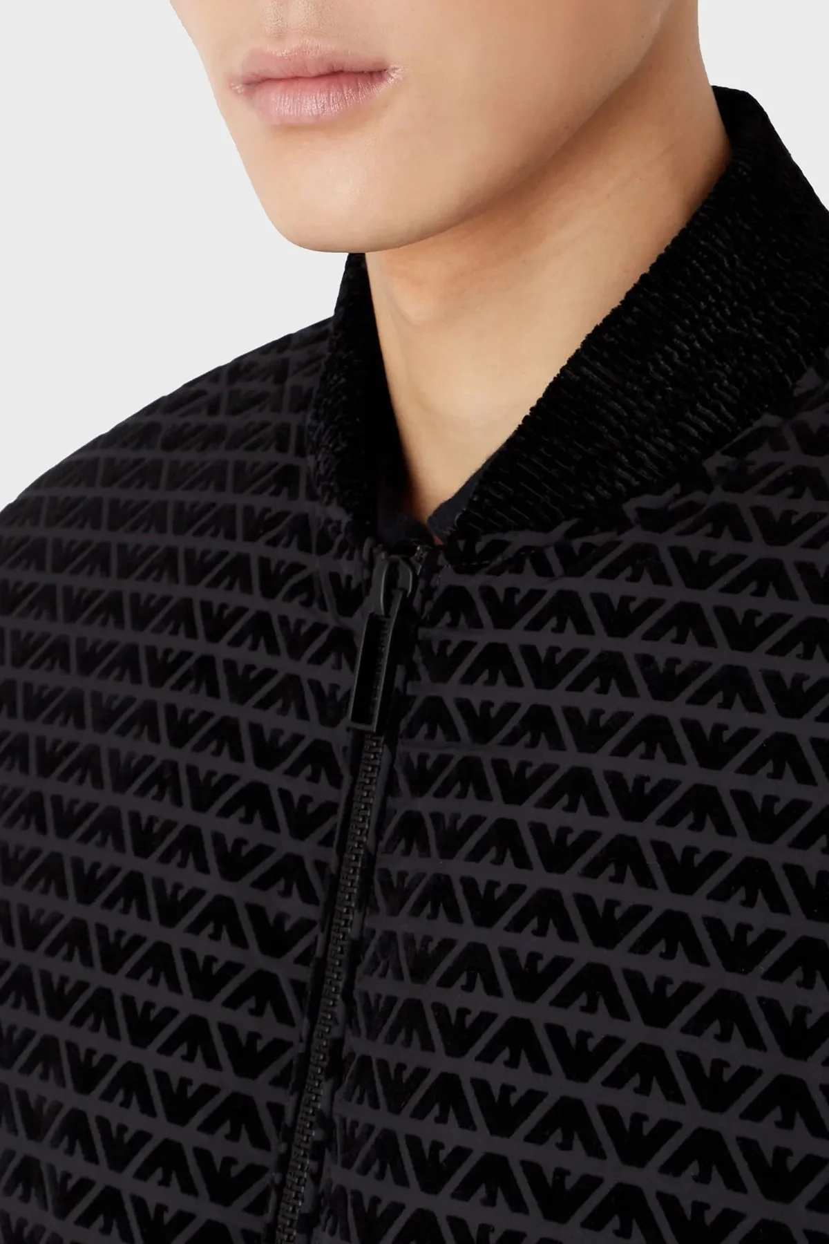 Emporio Armani Tamamı Baskılı Regular Fit Kadife Detaylı Kolej Yaka Erkek Mont 6L1BF8 1NNCZ 0999 SİYAH - 4